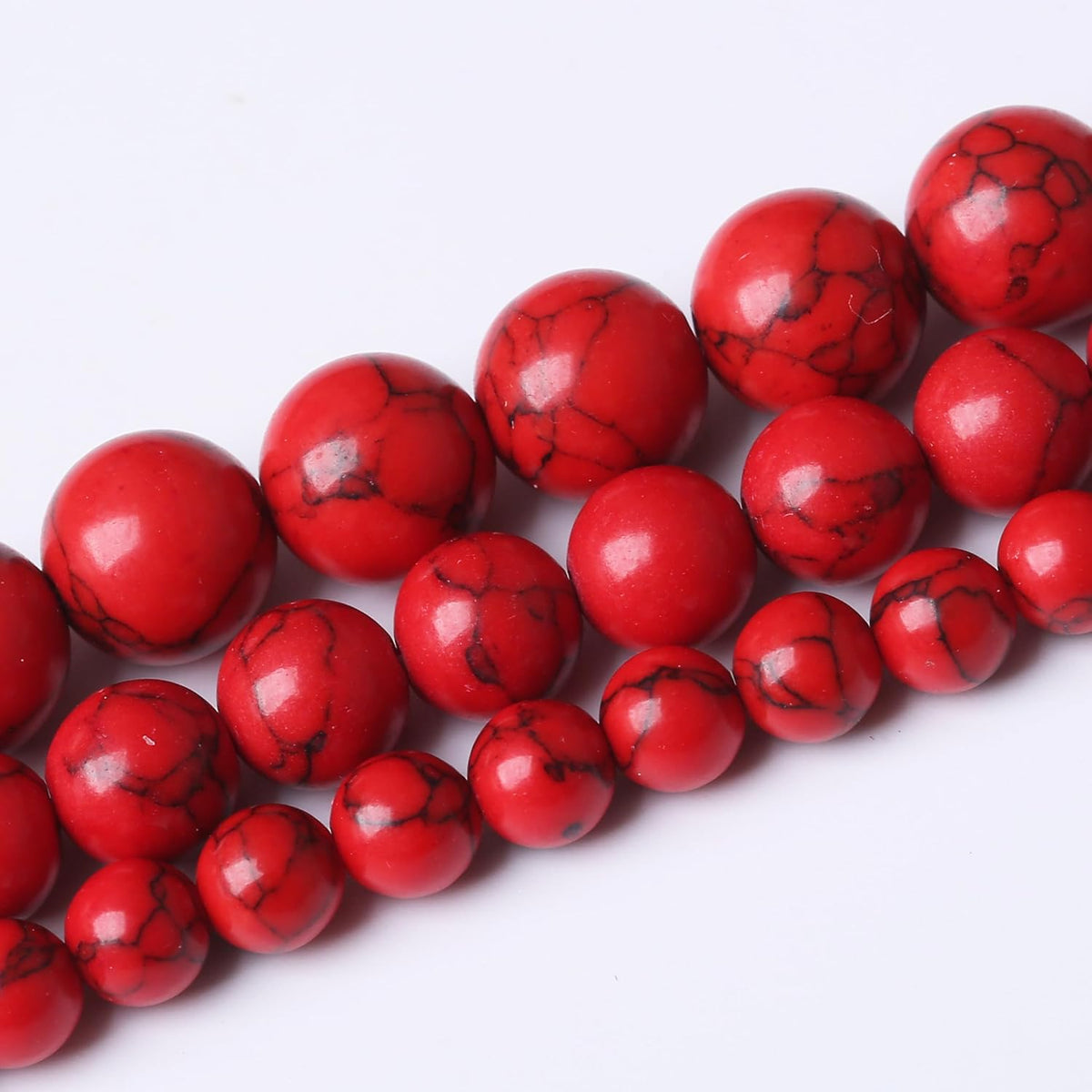 Natural Red Turquoise Stone Beads Gemstone Round Crystal Energy Jade Stone Beads for Jewelry Making