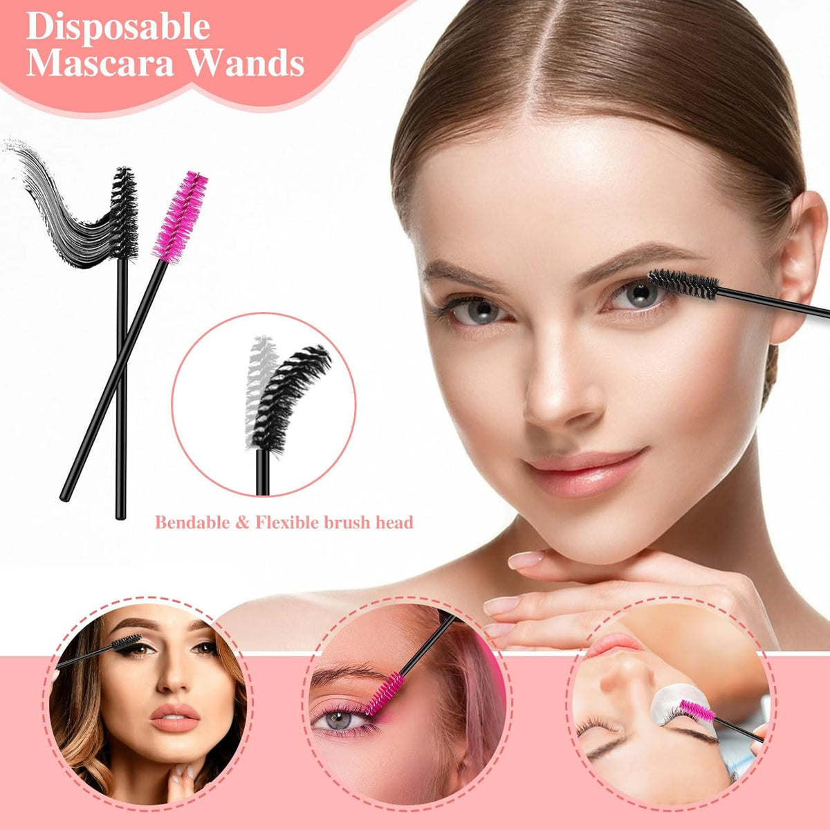 Disposable Makeup Applicators Tools Kit, 100 Mascara Wands 100 Lipstick Applicators 50 Disposable