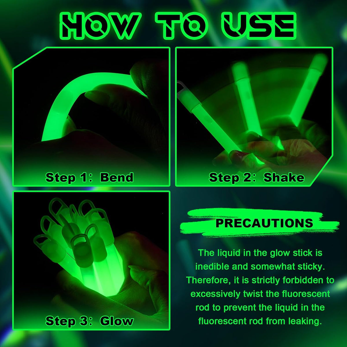 Lewtemi 4" or 6" 100 Pack Bright Glow Sticks Bulk, Glow in The Dark Party Supplies Birthday and
