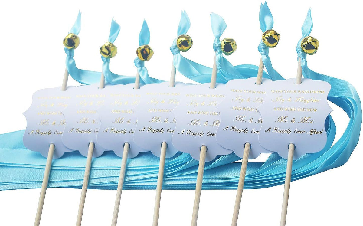 Kingsnow 100 Pack Wedding Ribbon Wand Favor Tags, Ribbon Wands Send Off Tag Exit Wand Tags for