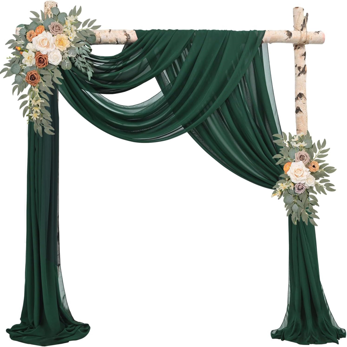 Emerald Green 4 Panels Wedding Arch Draping Fabric 20Ft Length x 28" Width Arch Drapes Chiffon