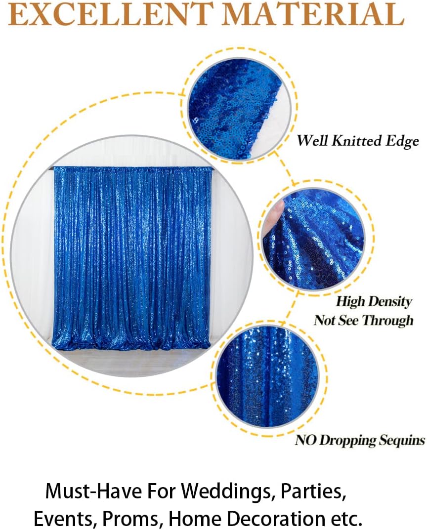 ShinyBeauty Royal Blue Sequin Photo Booth Backdrop 5x10FT | Glitter Birthday Wedding Party