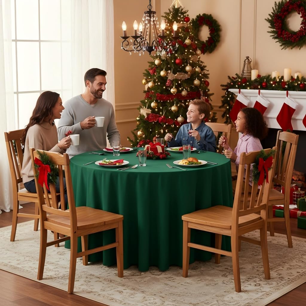 sancua Round Tablecloth - 120 Inch - Water Resistant Spill Proof Washable Polyester Table Cloth