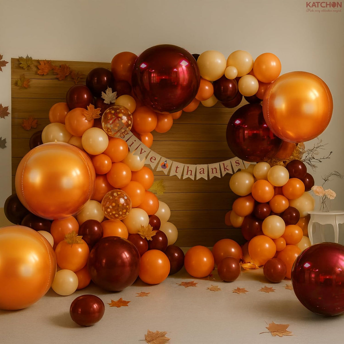 Katchon, Large Metallic Maroon and Orange Foil Balloons -22 Inch-pack of 6 | Fall Decorations For