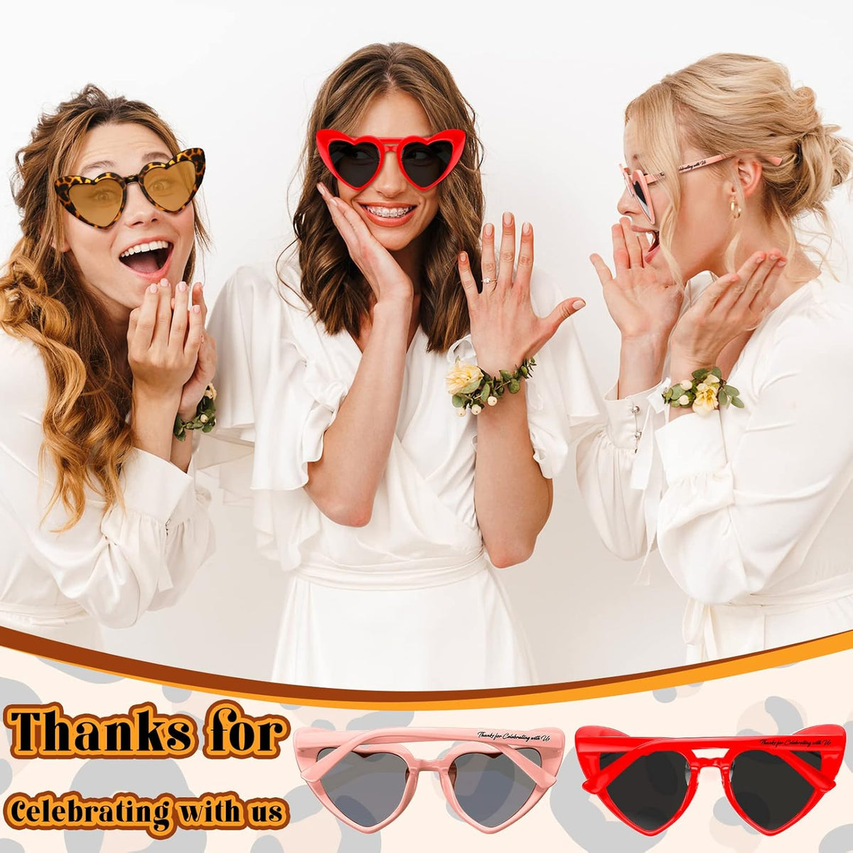 Vabean Wedding Heart Sunglasses Bulk Wedding Gifts Bachelorette Bridal Party Favors for Guests