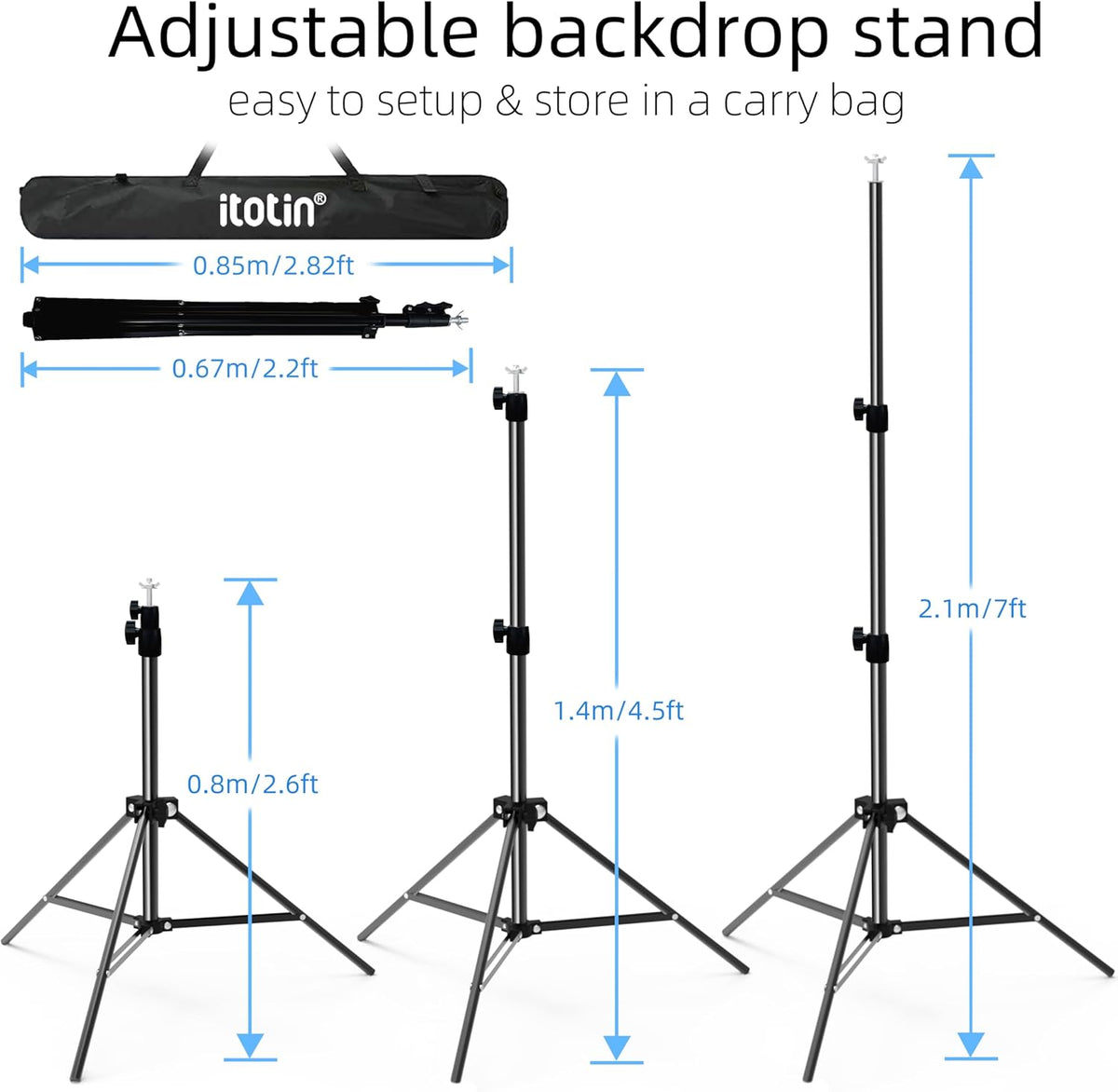 Backdrop Stand 10x7ft(WxH) Photo Studio Background Stand Support System Backdrop Support Kit, for