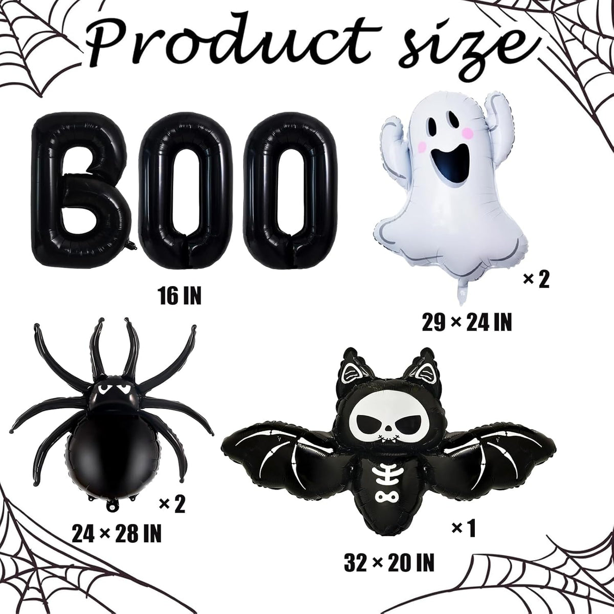 Halloween Balloons Decorations, Black Boo Letter, Ghost, Bat, Spider Foil Balloon for Halloween