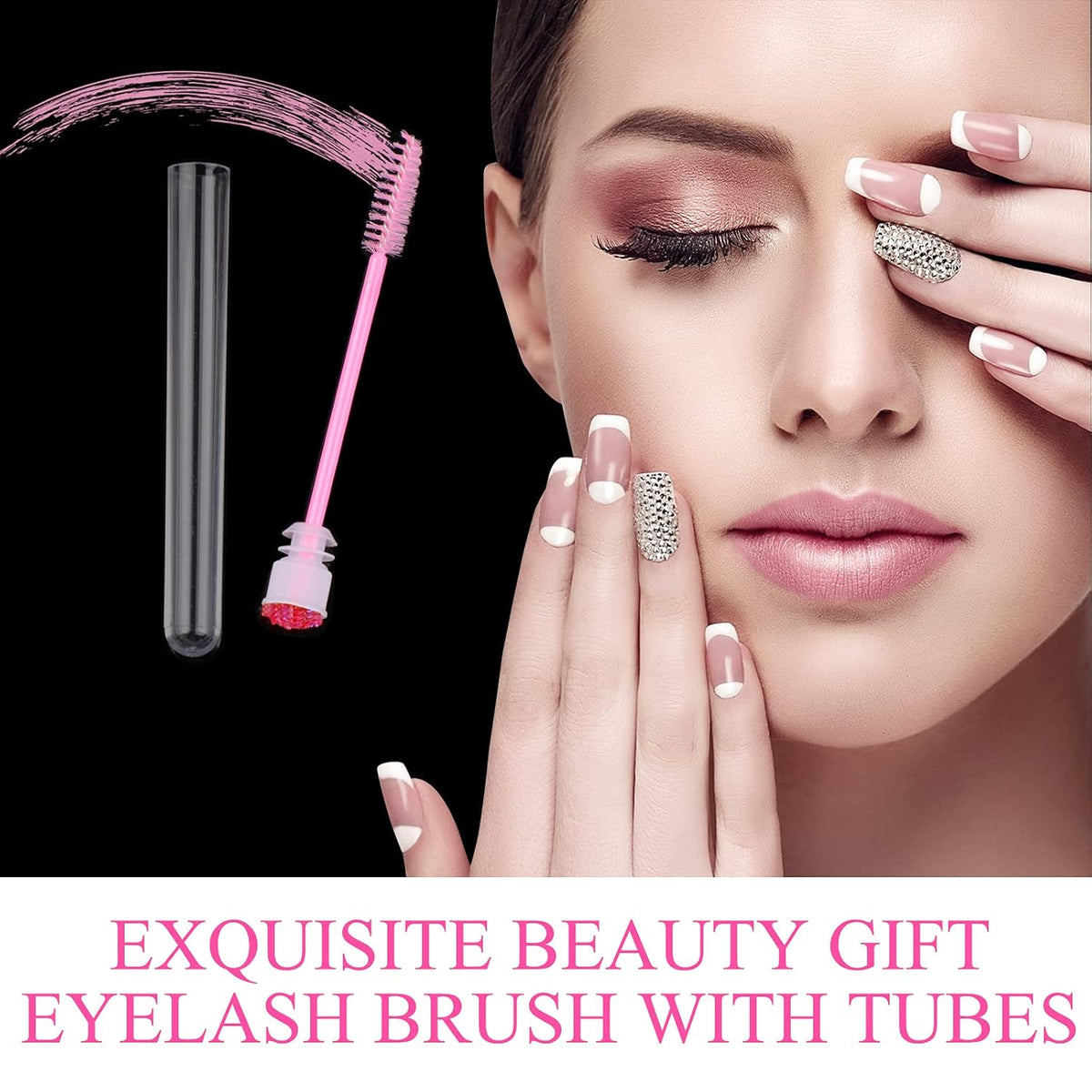 50-Piece Disposable Mascara Brushes - Eyelash Brushes, Diamond Mascara Wands with Tube, Makeup