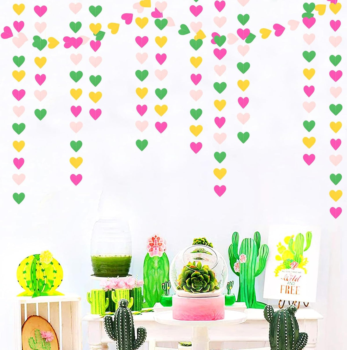 Hawaii Pool Party-Decorations Love-Heart Garland - 52Ft Tropical Jungle Birthday Bachelorette