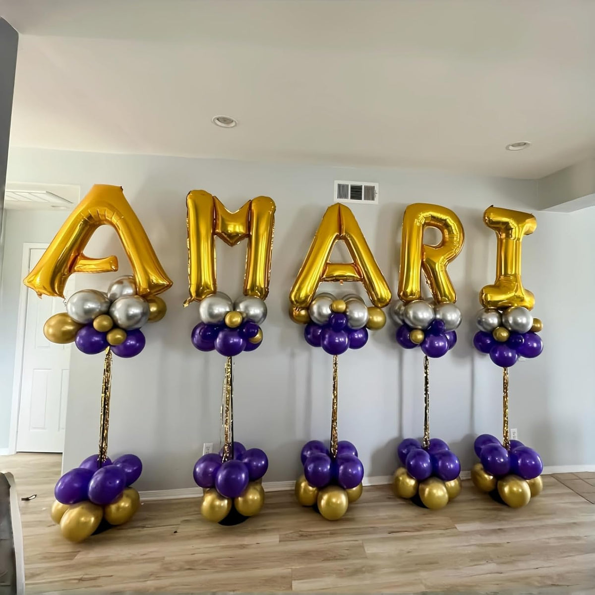 Giant K Alphabet Name Balloon, Gold Self Inflating Custom Letter Balloons Birthday Decor, 40 Inch