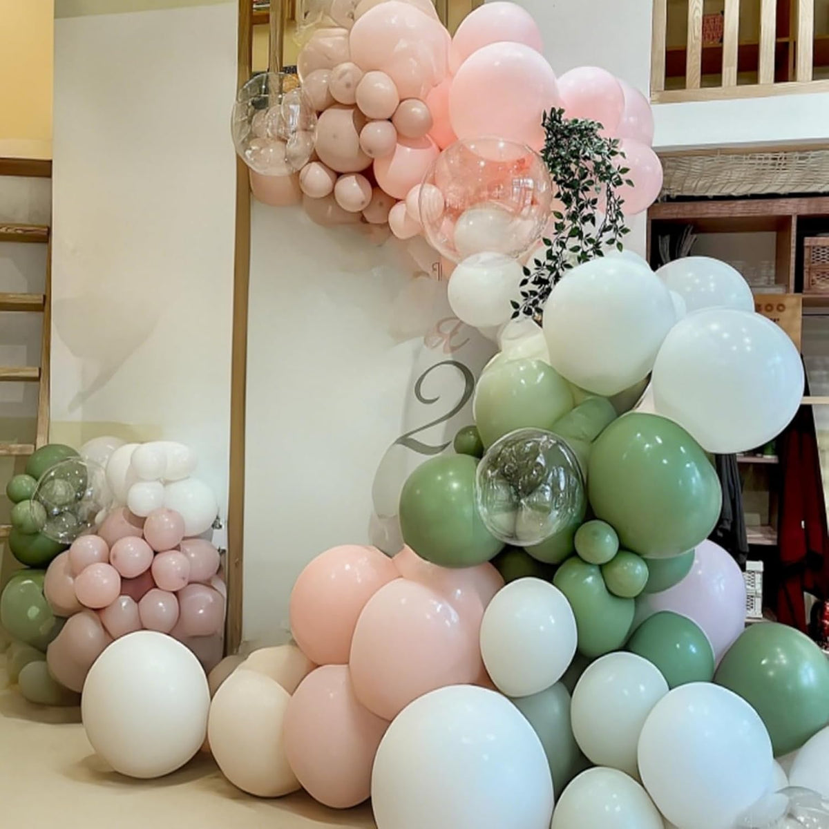Dusty Pink Green White Balloons for Fairy Birthday Party Decorations 60PCS 12INCH Light Pink Sage