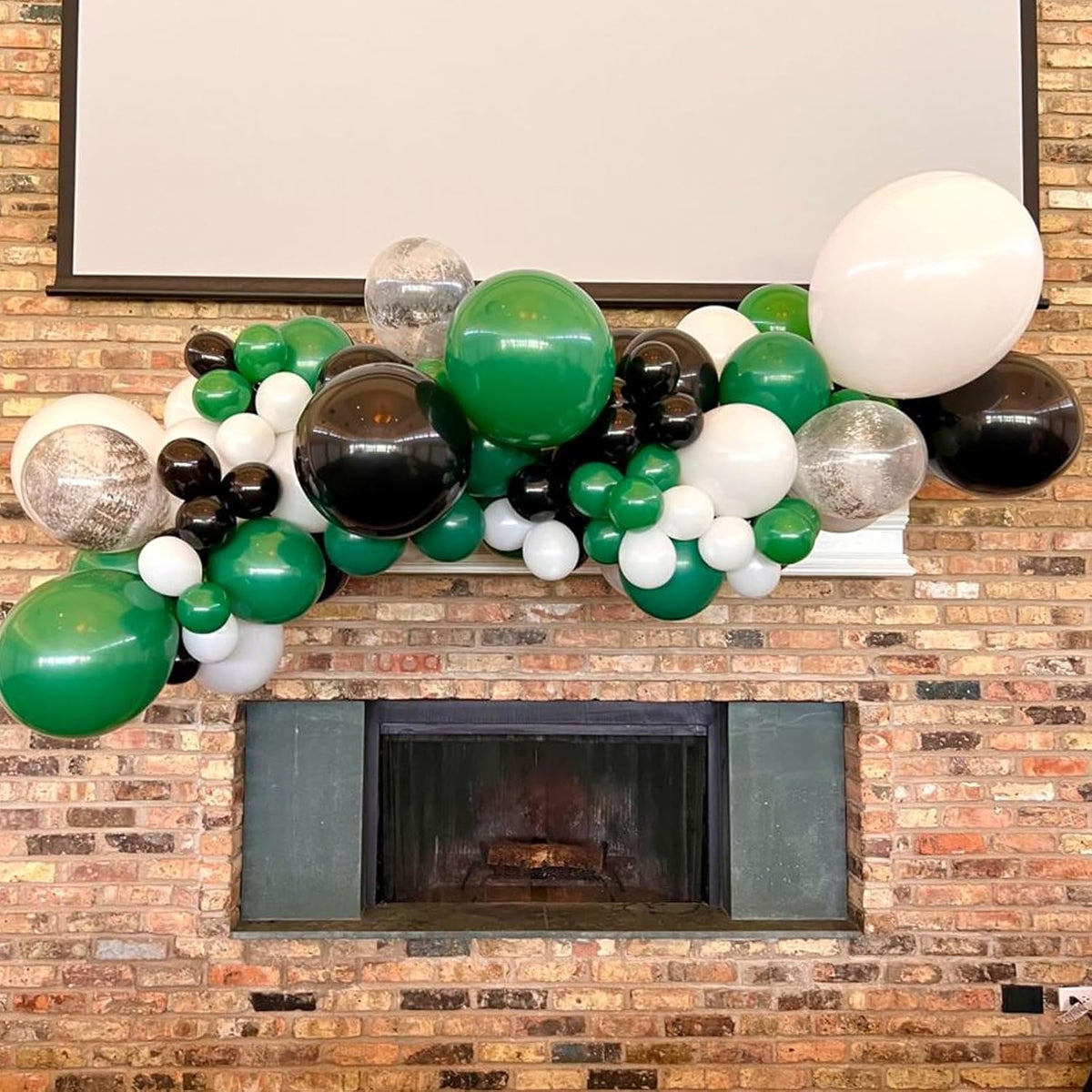 Green and Black Balloons, 50Pcs 12 Inch Green White Black Birthday Balloons, Green Confetti