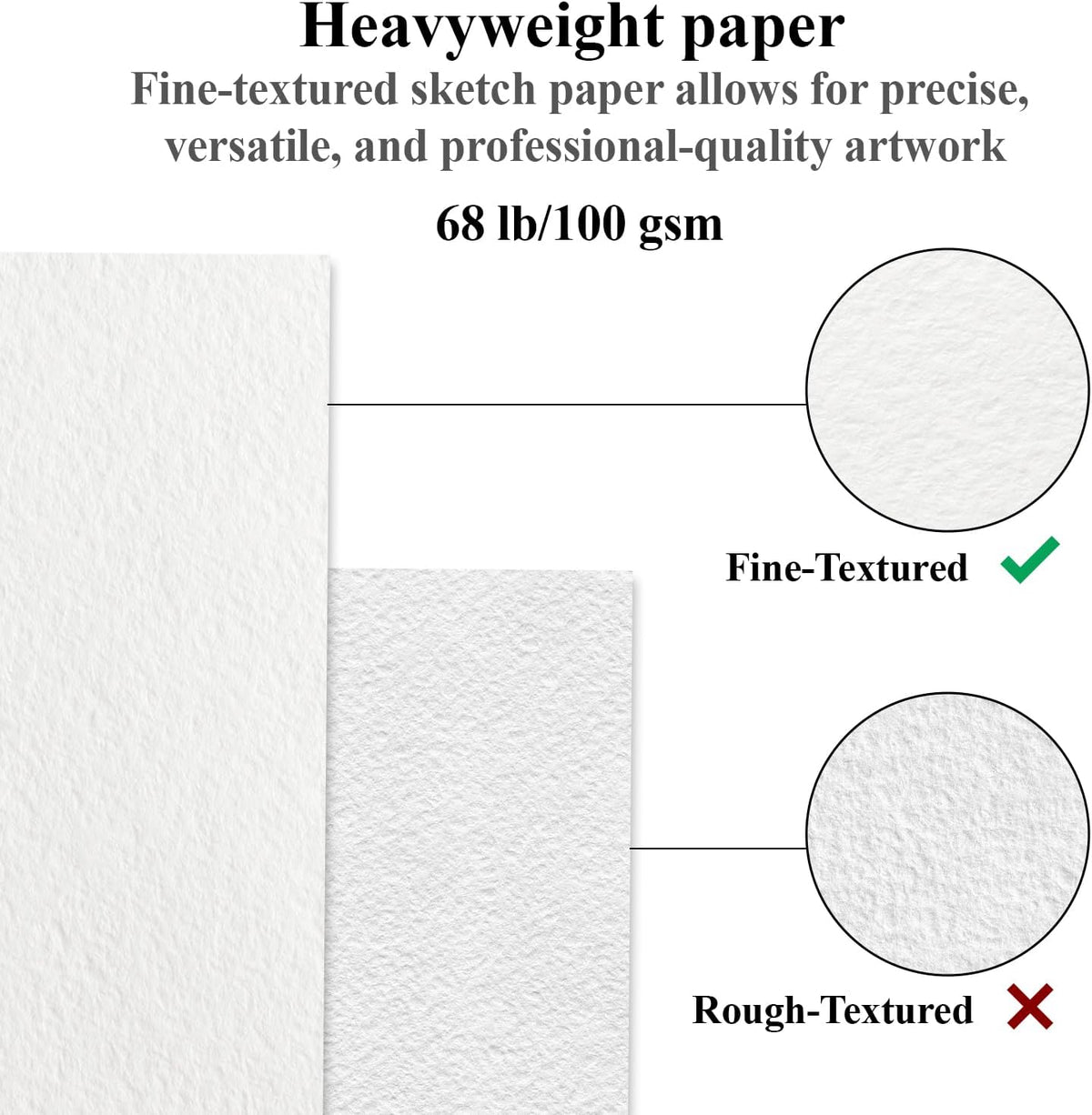 Fuxi Sketchbook 8.5x11, 100 Sheets Hard Cover Sketch Book 8.5" x 11", 68 lb/100gsm Drawing Pad