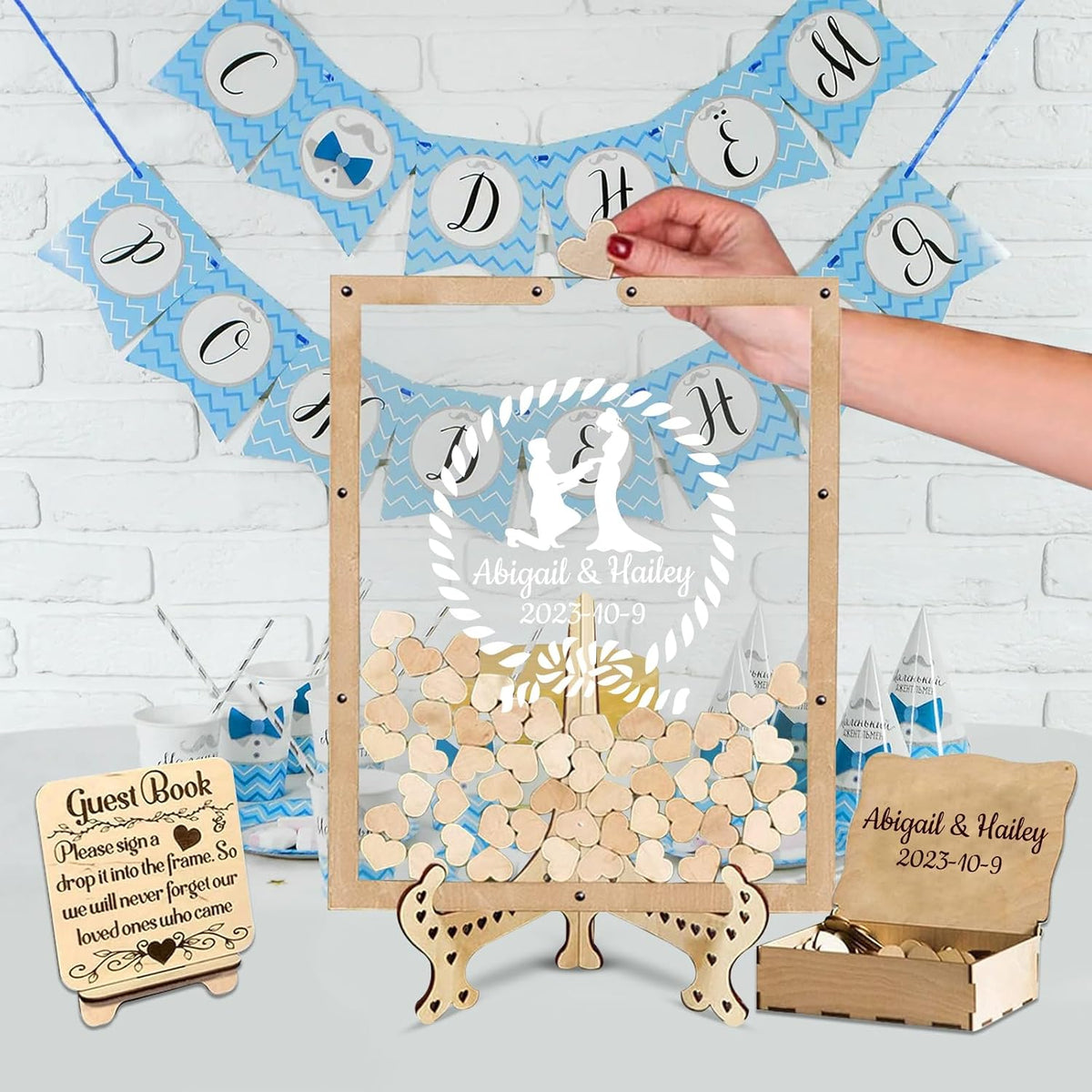 Personalized Wedding Guest Book Alternative Custom Name & Date Guestbook Sign Customized Guest Book