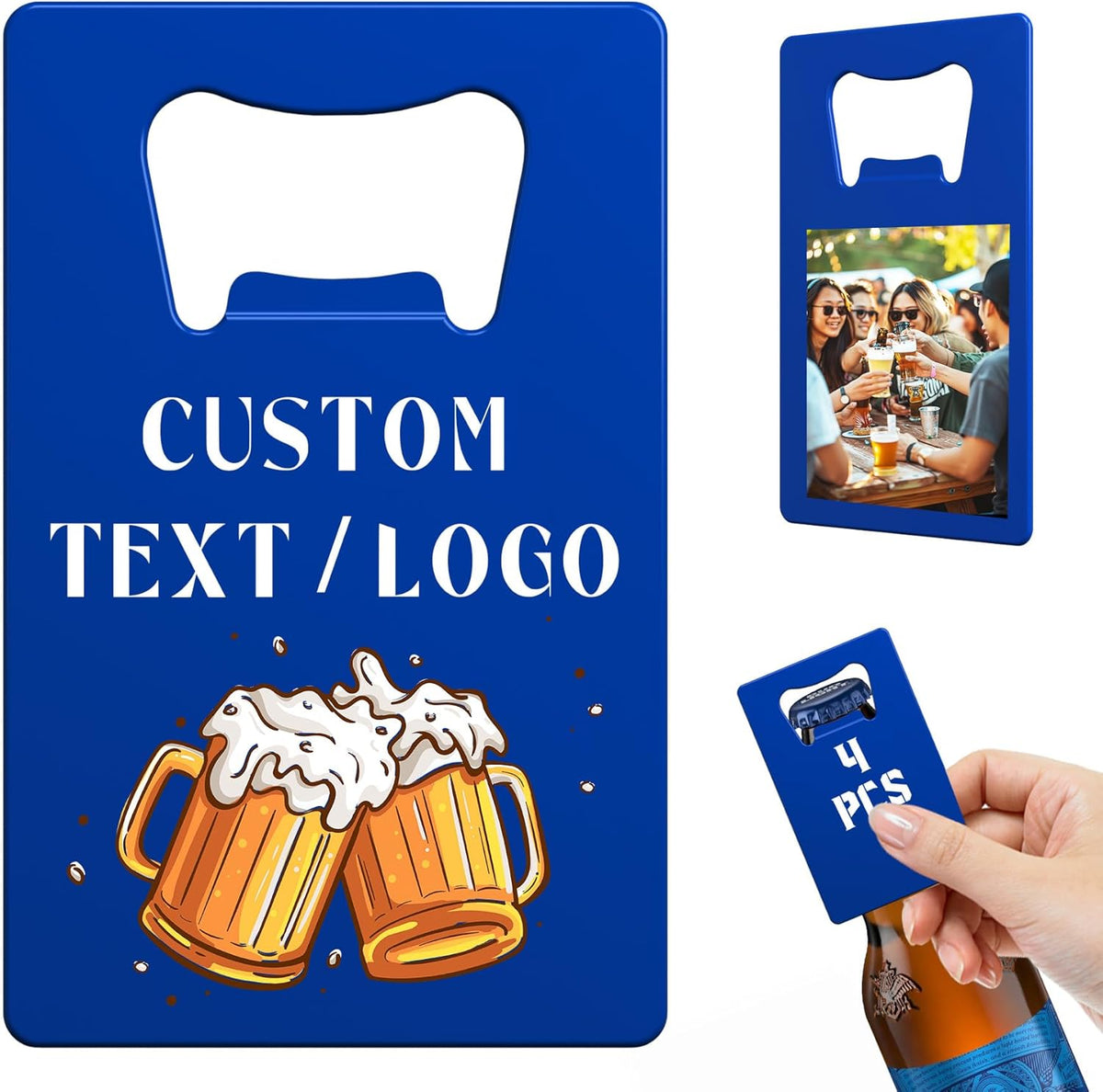 Custom Bottle Opener, 4-80PCS Stainless Steel Beer Can Opener, Double-Sided Full Color Print
