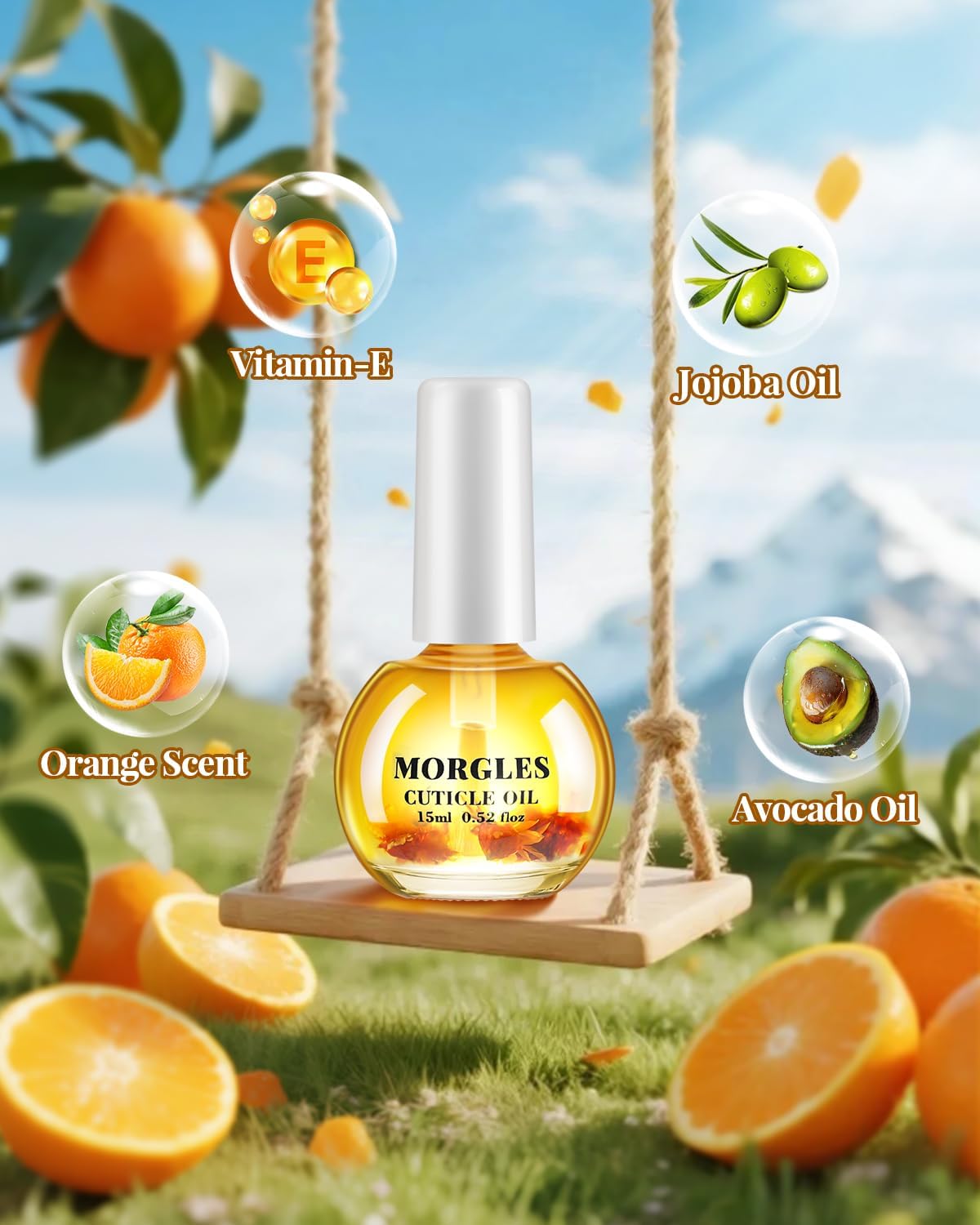 MORGLES Cuticle Remover Tools, Nail Files and Buffers Set with 1 Orange Cuticle Oil, Trimmer and
