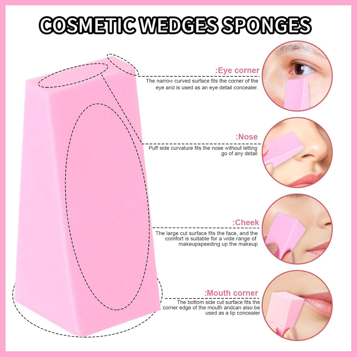 Teenitor 48 Pieces Makeup Sponge Blender For Face Curve Blending, Latex Free Small Wedge Shaped