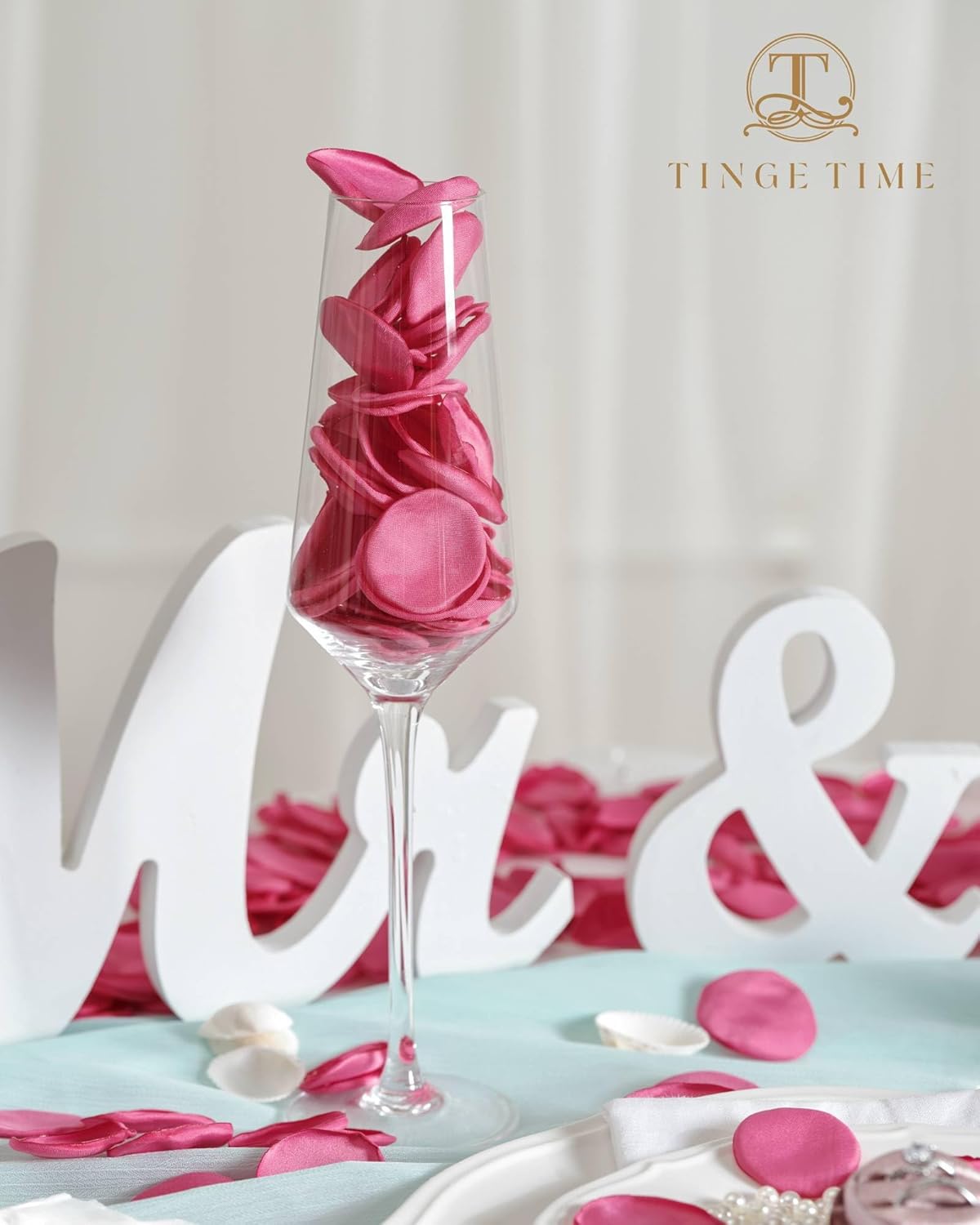TINGE TIME Silk Flower Petals for Wedding Decoration - 200pcs Fake Rose Petals for Bridal Showers &