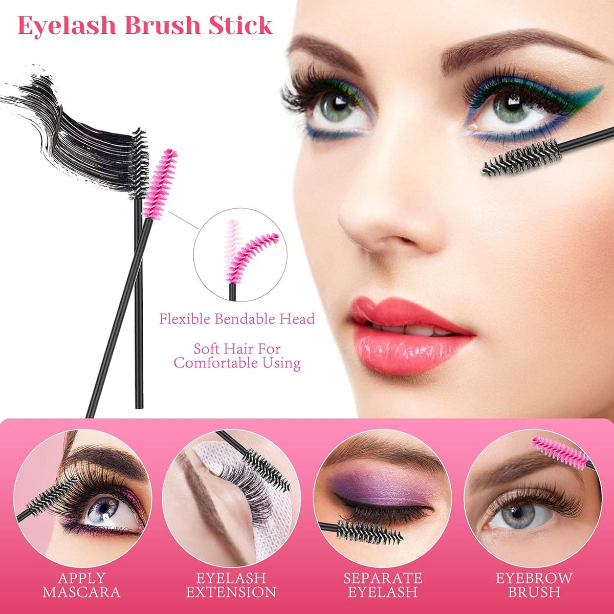 Shynek Makeup Mixing Tray with Disposable Accessories Kit - Mascara Wands, Lip Applicators, Hair
