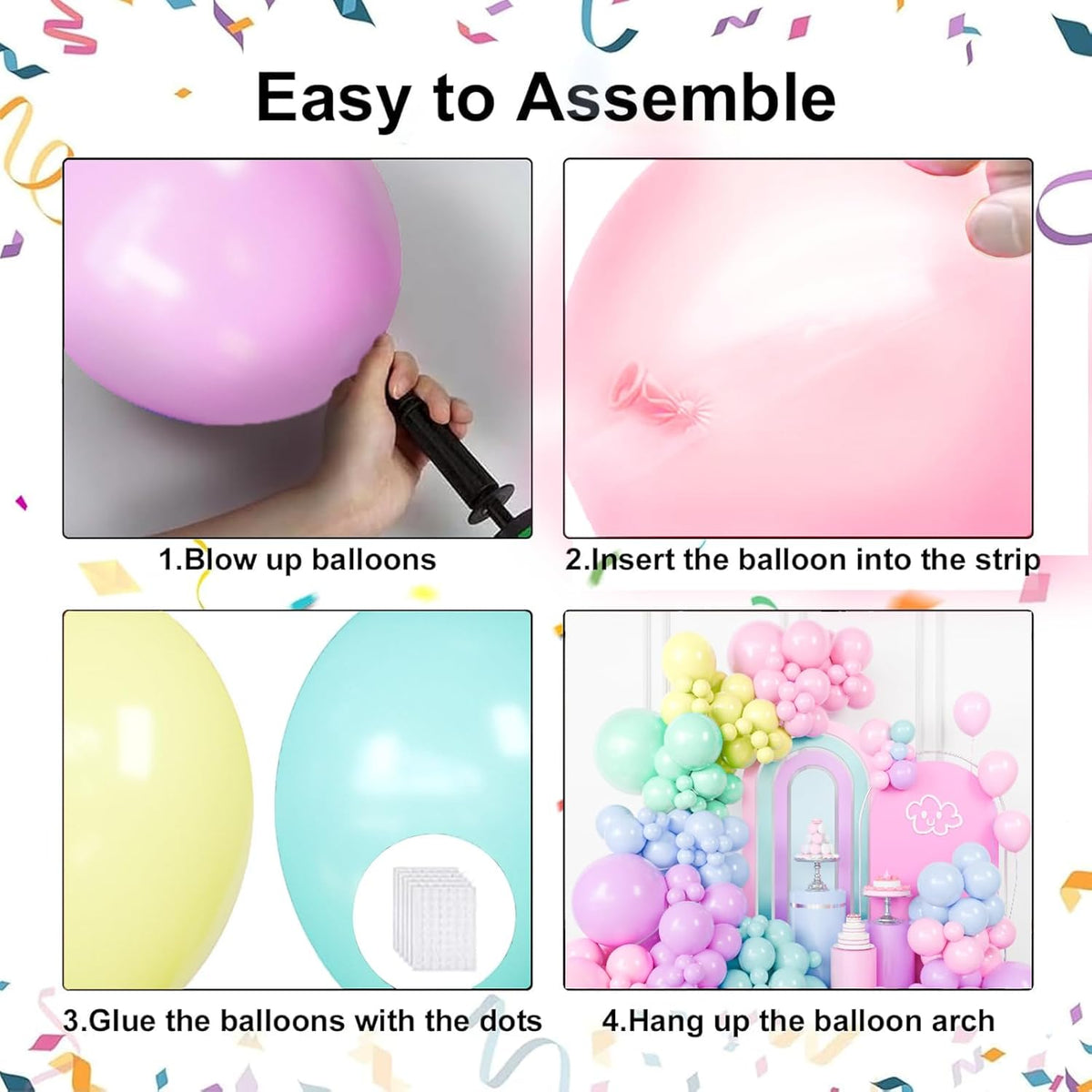 Pastel Balloons Garland Arch Kit, Rainbow Party Balloons, Multicolor Macaron Balloons for Birthday