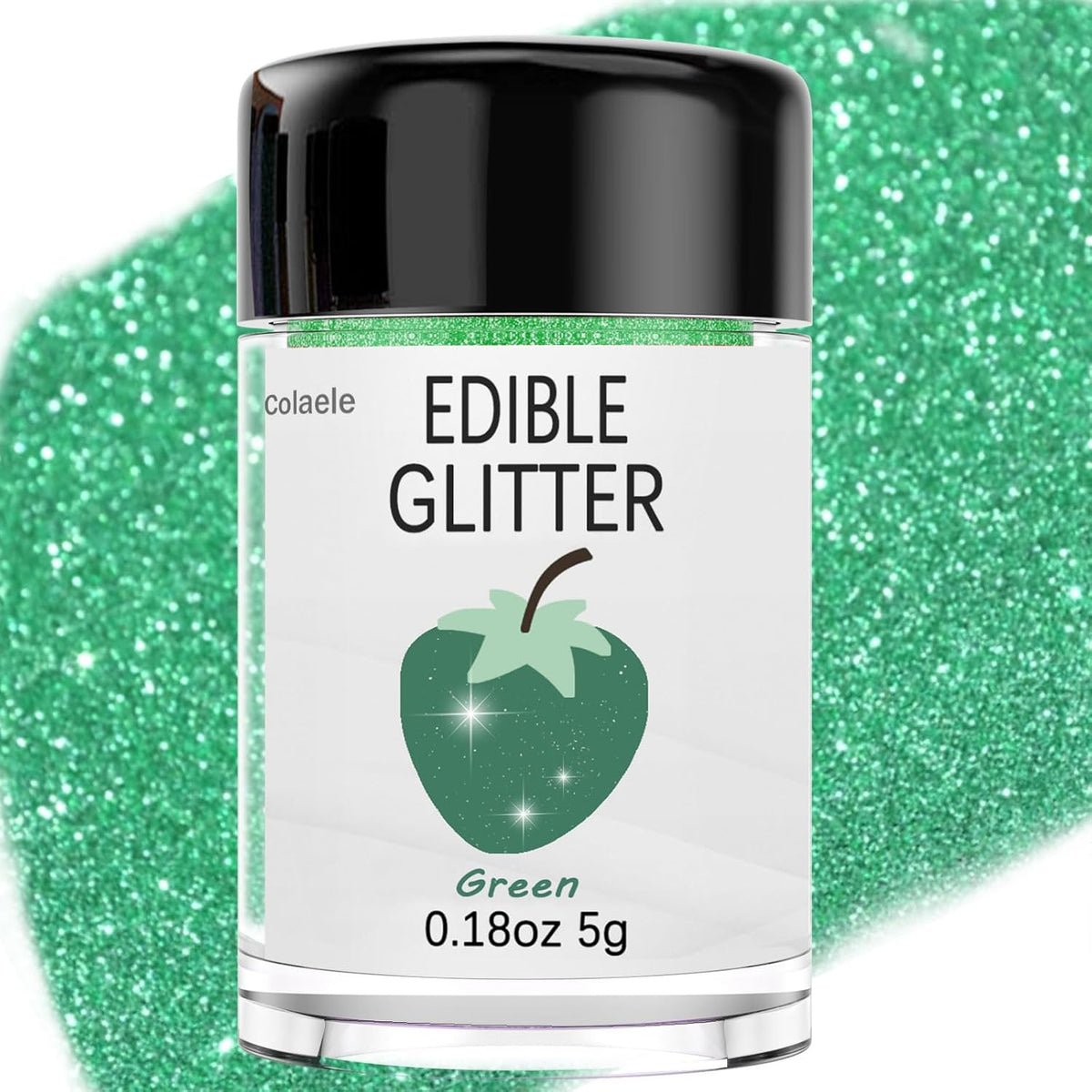 Green Edible Glitter Glimmer Powder for Cakes Drinks - Colaele 5 grams Food Grade Luster Dust