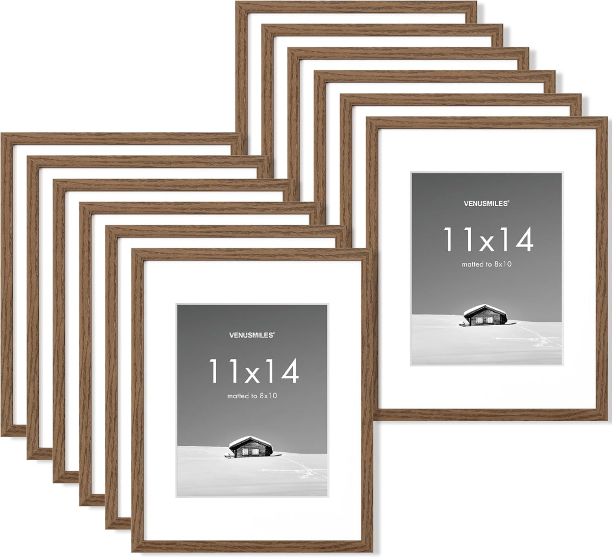 11x14 inch Picture Frame, 11x14 Photo Frames with 8x10 Removable Mat - High Definition Plexiglass