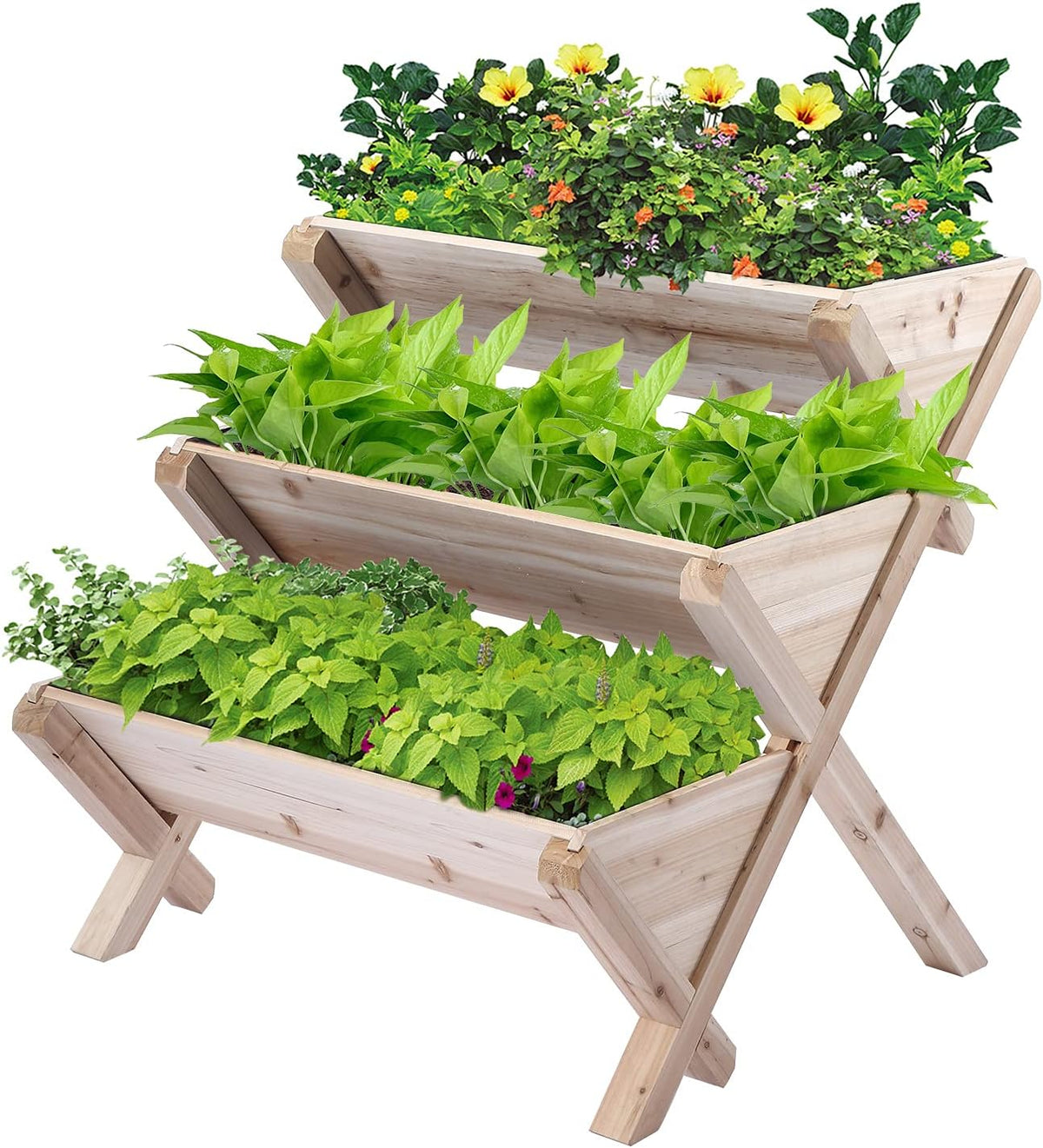 3 Tiers Wooden Vertical Raised Garden Bed with Legs,Planter Raised Beds Kit for Flowers Herbs