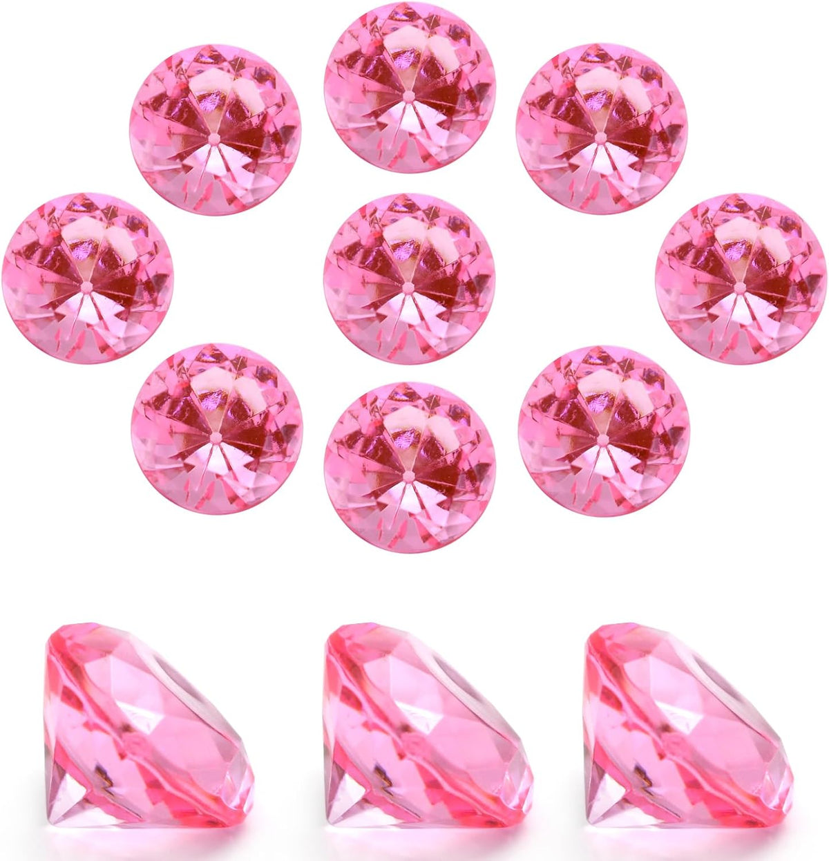 100 PCS Acrylic Diamond Gems, Pink Acrylic Diamonds 1 Inch Acrylic Gemstones Vase Filler Fake Gems