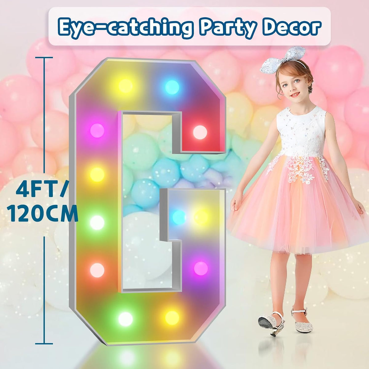 imprsv 4FT Colorful Marquee Light Up Letters G, 18 Colors Large Light up Letters Alphabet Sign with