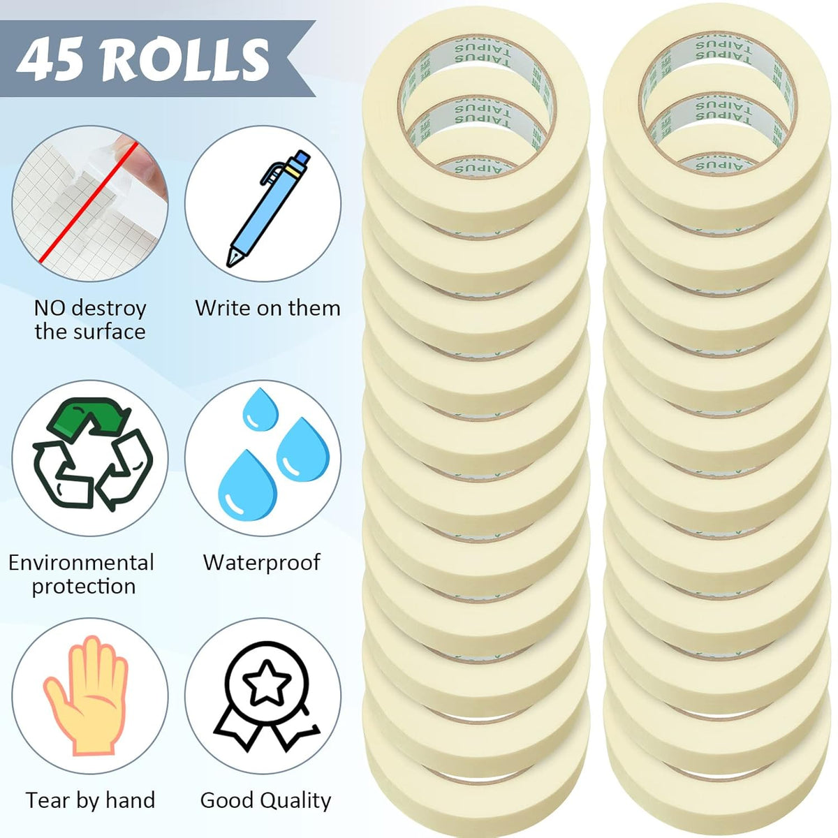 Masking Tape Bulk General Purpose Masking Painting Tape 55 Yards for Painting Home Office School