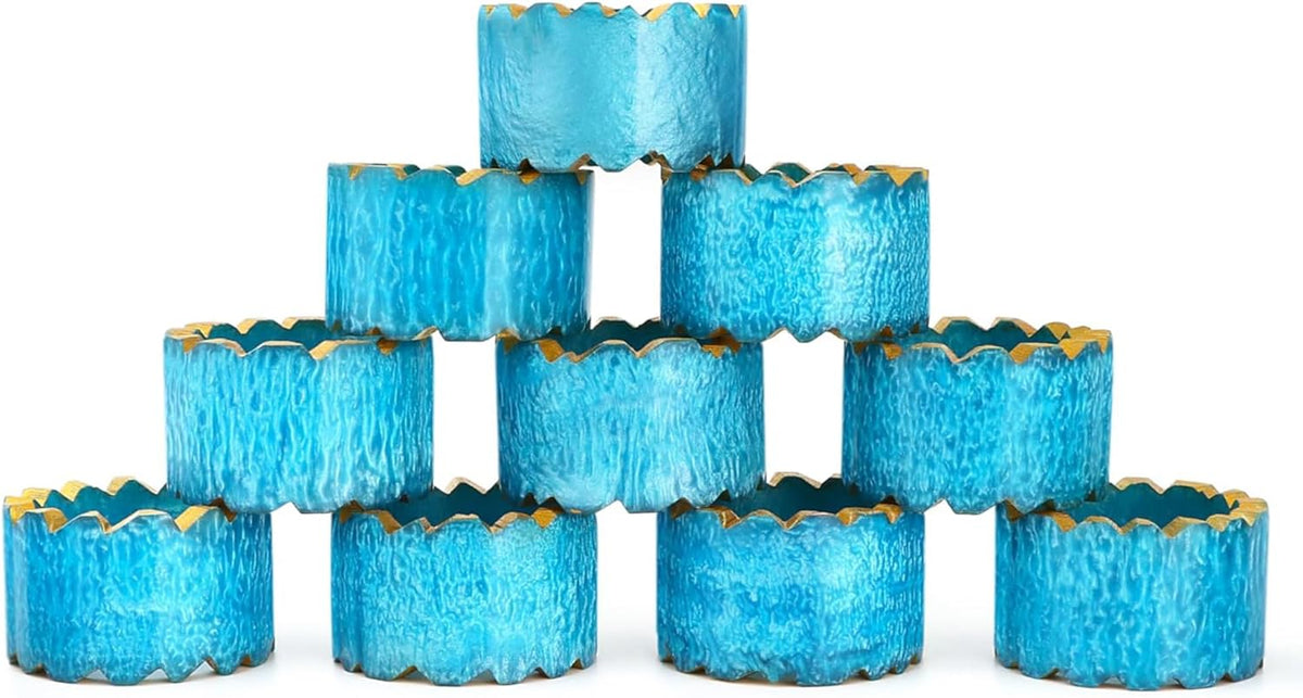 Handmade Epoxy Napkin Rings Set of 12 | Elegant Round Napkin Holders for Dining Table, Weddings