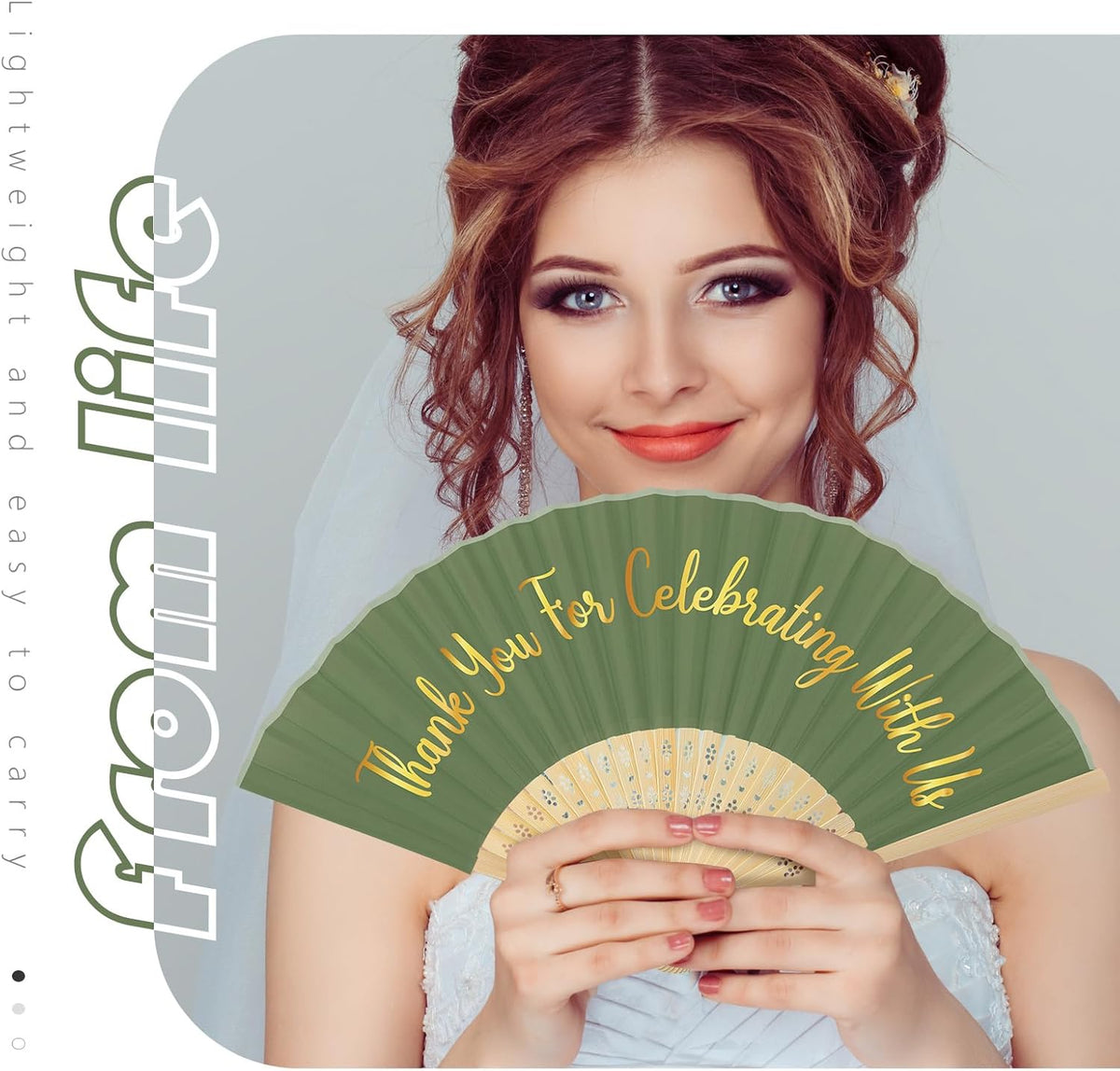 Jetec 50 Pcs Wedding Fans for Guests Bulk Silk Hand Fans Handheld Folded Thank You for Celebrating