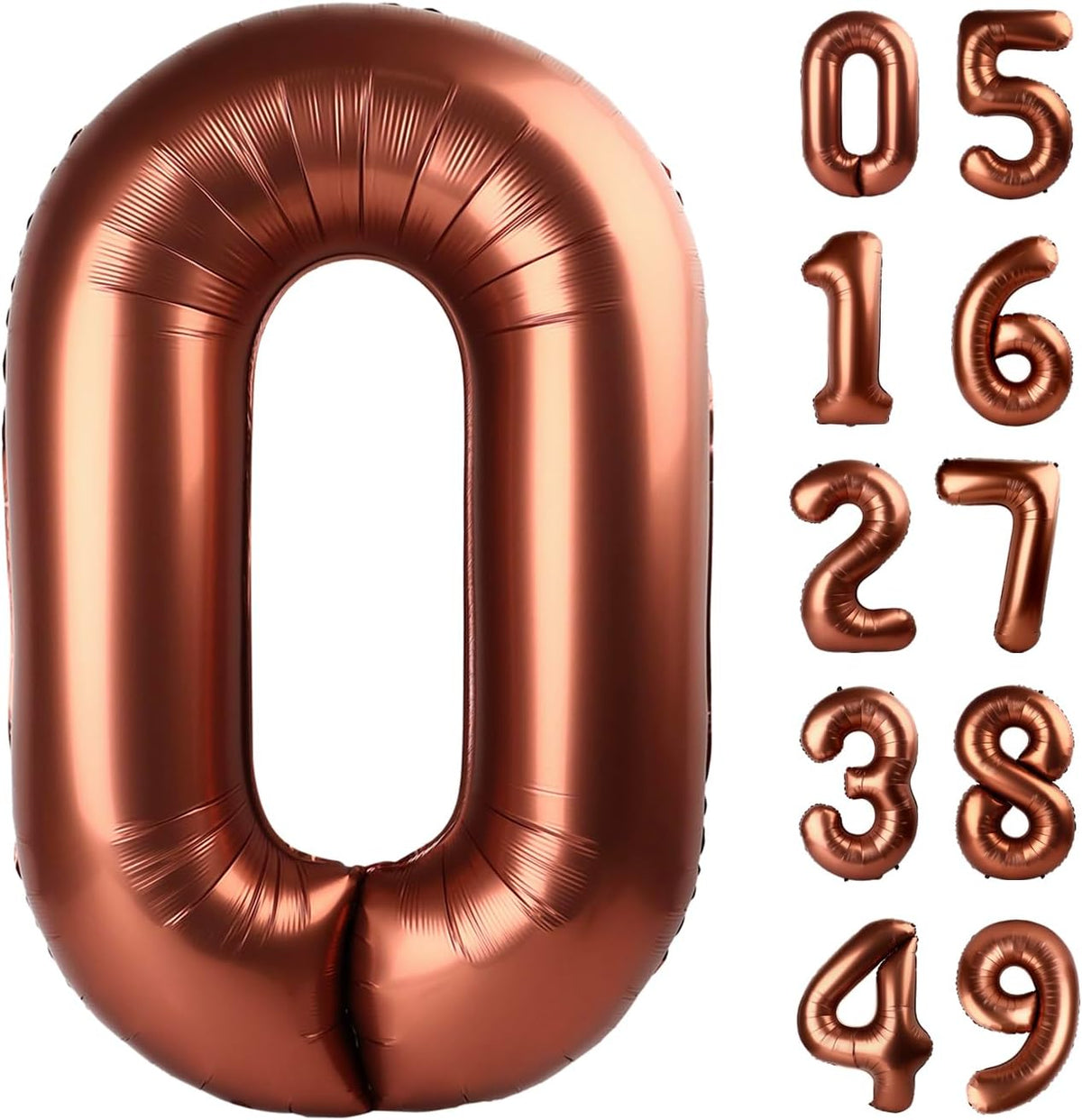 Dark Brown Helium Number Balloon 40 Inch, Giant Foil Coffee Brown Number 0 Birthday Balloons, Large