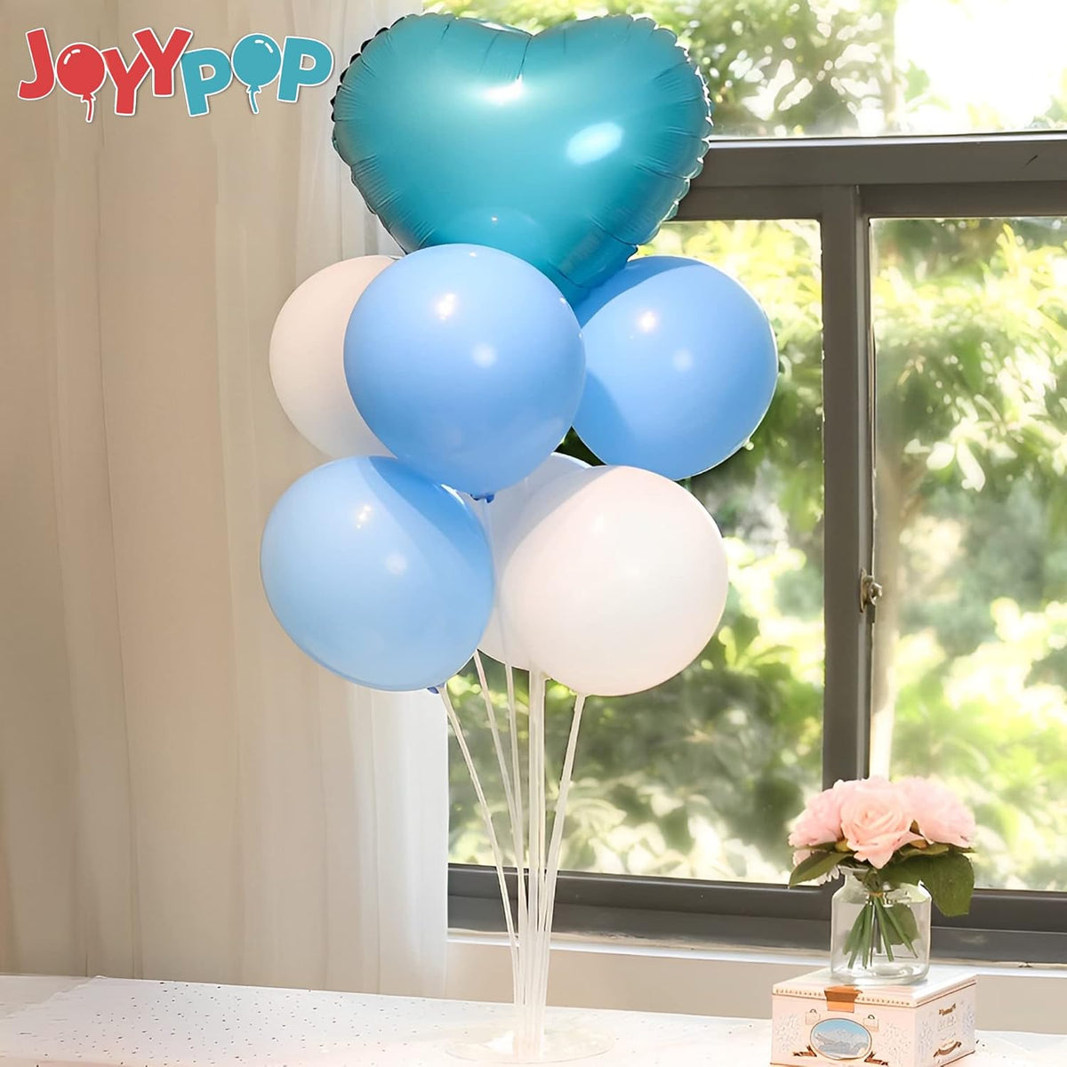 JOYYPOP 6 Sets Balloon Stand Kit, Balloon Sticks with Base Birthday Graduation Party Decorations