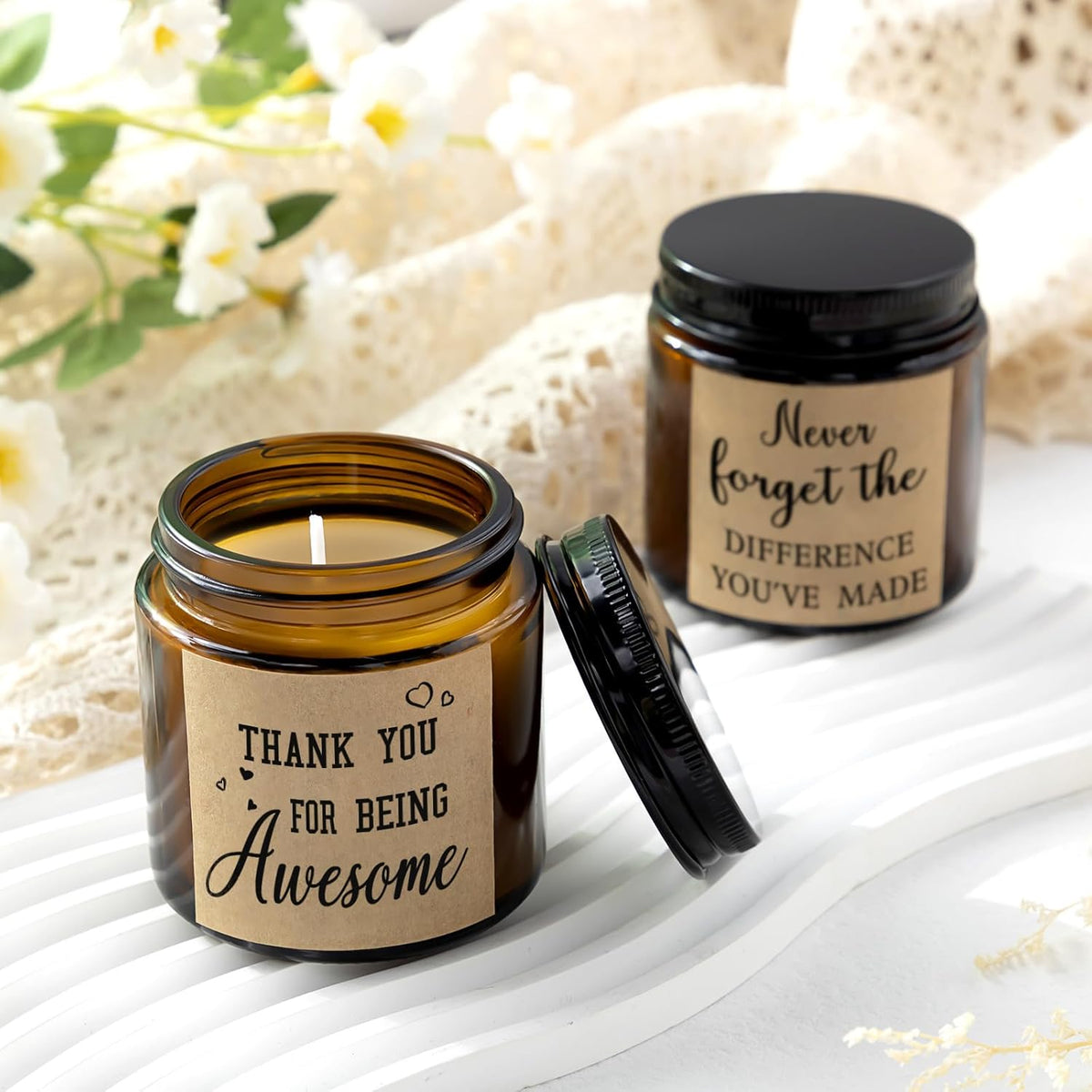 MTLEE 20 Pcs Thank You Gifts Candles 3.5 oz Employee Appreciation Inspirational Scented Soy Wax