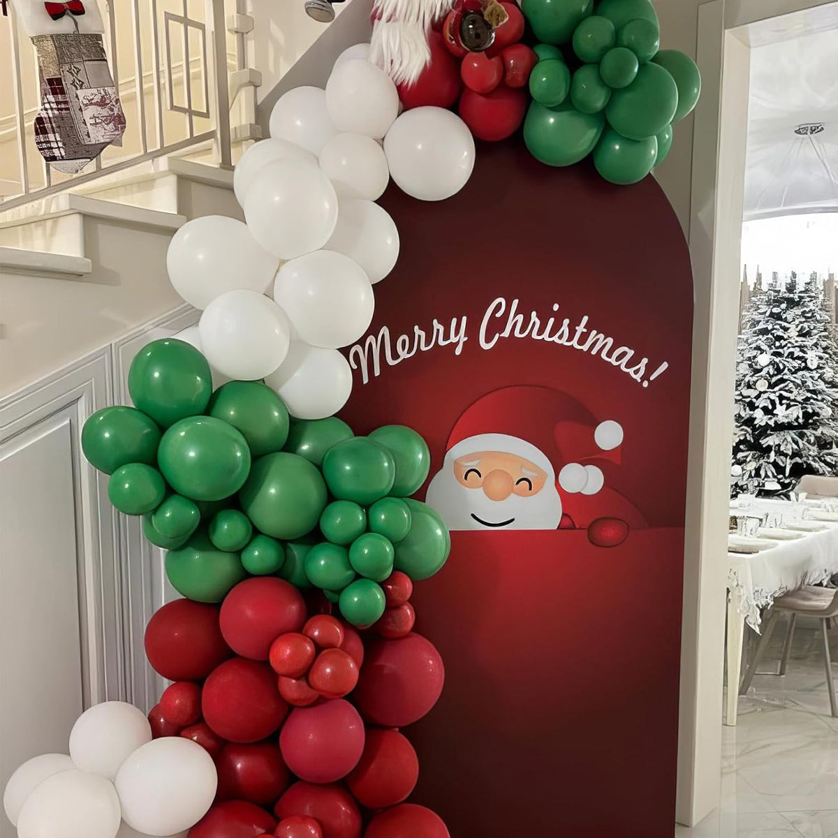 Red Green Gold Balloons, Vintage Dark Green Pearl White Confetti Balloons for Birthday, Baby