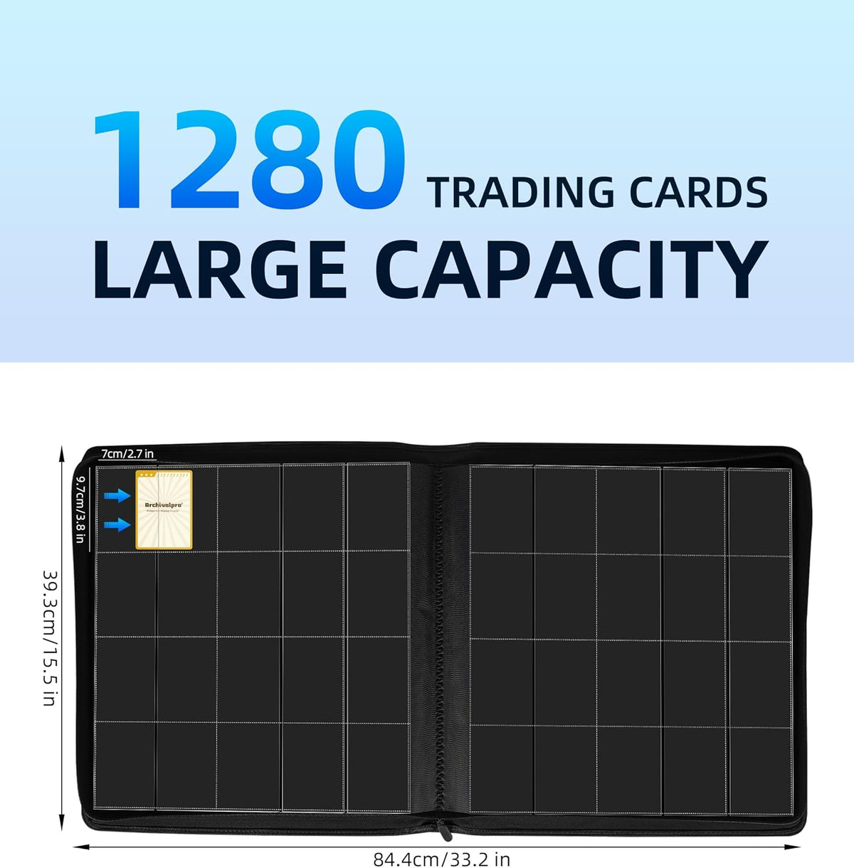 20 Pockets Premium Card Binder 1280 Cards Trading Card Binders Side Load Card Storage Display