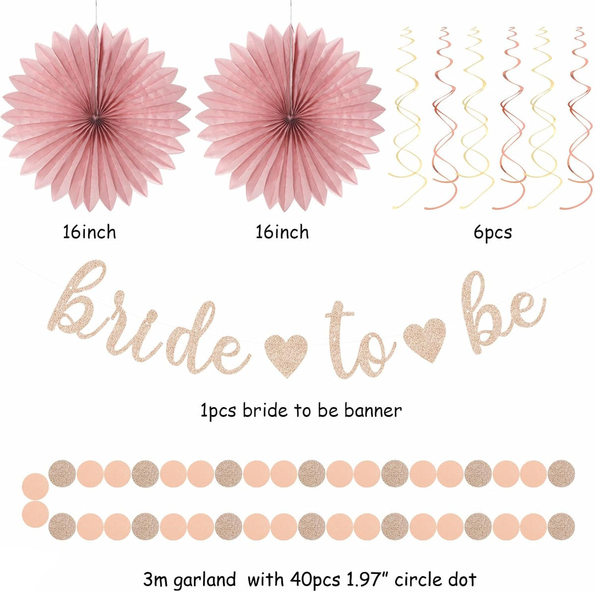 Blush-Pink Rose-Gold Bridal-Shower Party Decorations - 21pcs Bride to Be Sign Banner,Bachelorette
