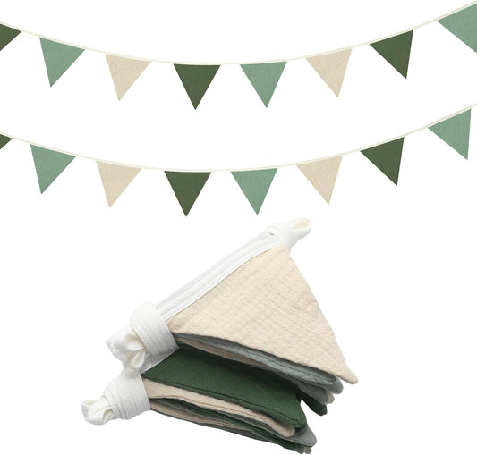 Oudain 15.5 ft Pennant Banner Flags, 2 Pcs Nursery Garland Triangle Bunting Flag Baby Banner for