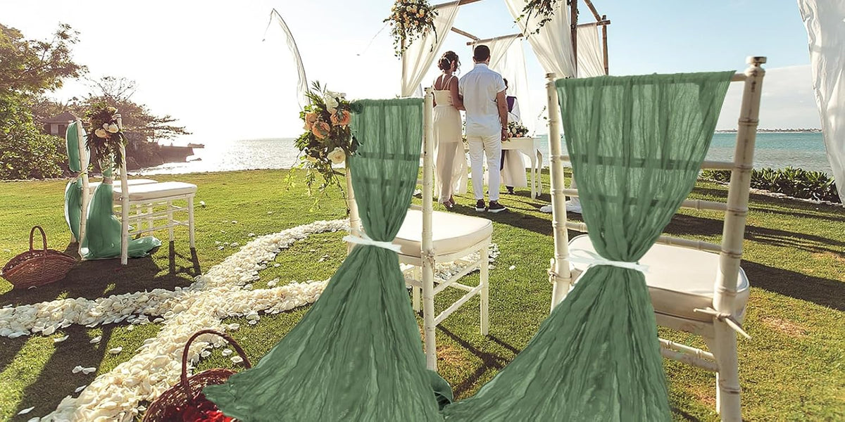 50 PCS Cheesecloth Chair Sashes, Bows Designed ChairSashes, 15.7x108 inch Chair Sashes for Aisle