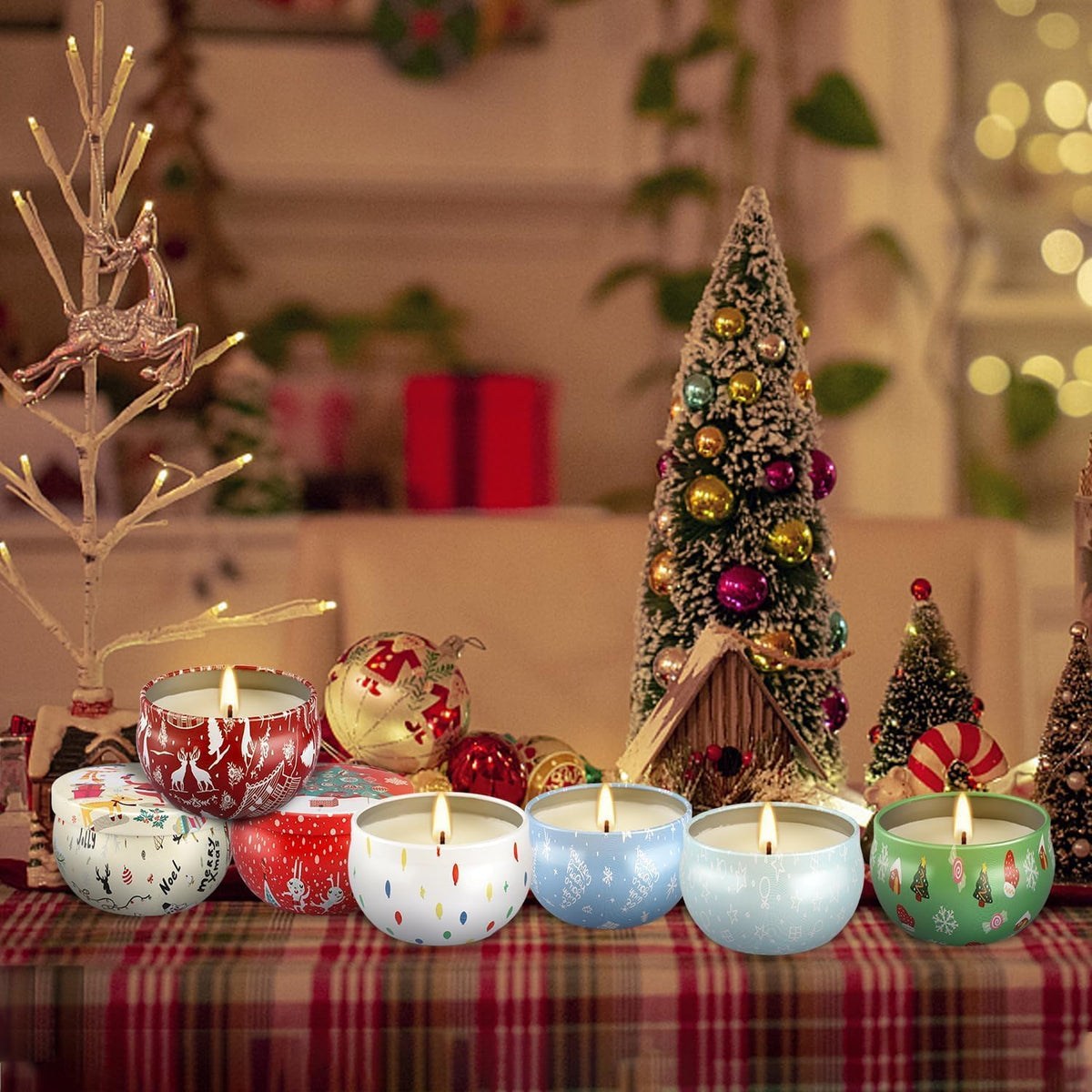 24 Pack Christmas Scented Candles Gift Set for Woman, Jar Candle, 2.5 oz Soy Wax Tin Candle-Ideal