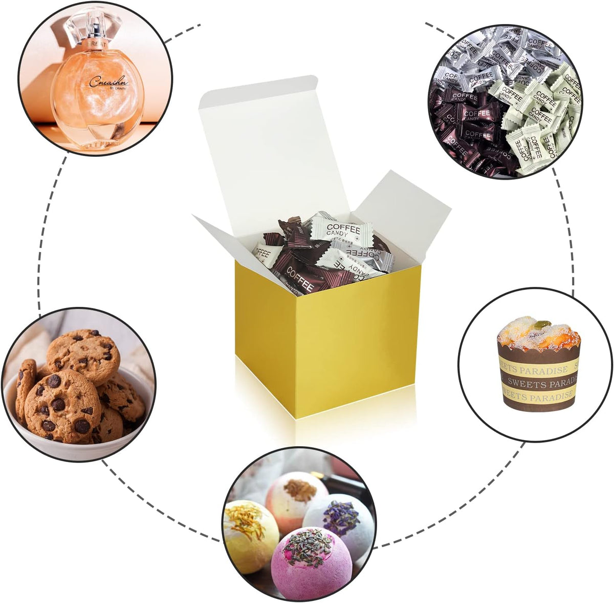 100 Pack Small Gift Boxes, 3x3x3 Inches Favor Boxes Gold Paper Gift Boxes with Lids for Presents