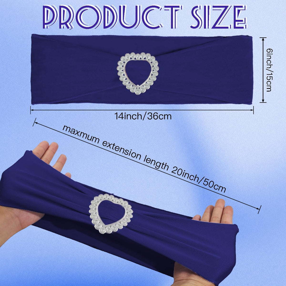 100PCS Spandex Stretch Navy Blue Chair Sashes Bows Universal Elastic Chair Cover Bands Ties with
