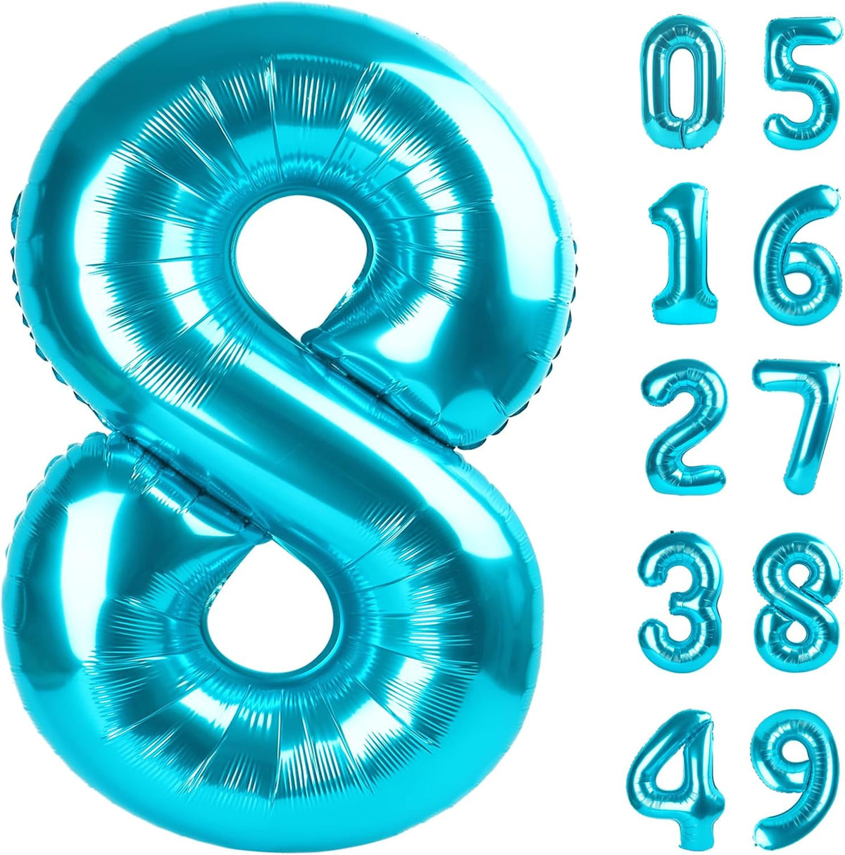 Blue Foil Number 8 Balloon 40 Inch, Helium Mylar Eight Number 8 18 28 38 48 58 80 88 Birthday