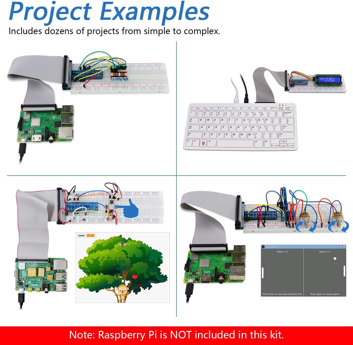 Freenove Ultimate Starter Kit for Raspberry Pi 5 4 B 3 B+ 400 Zero 2 W, 962-Page Detailed Tutorial