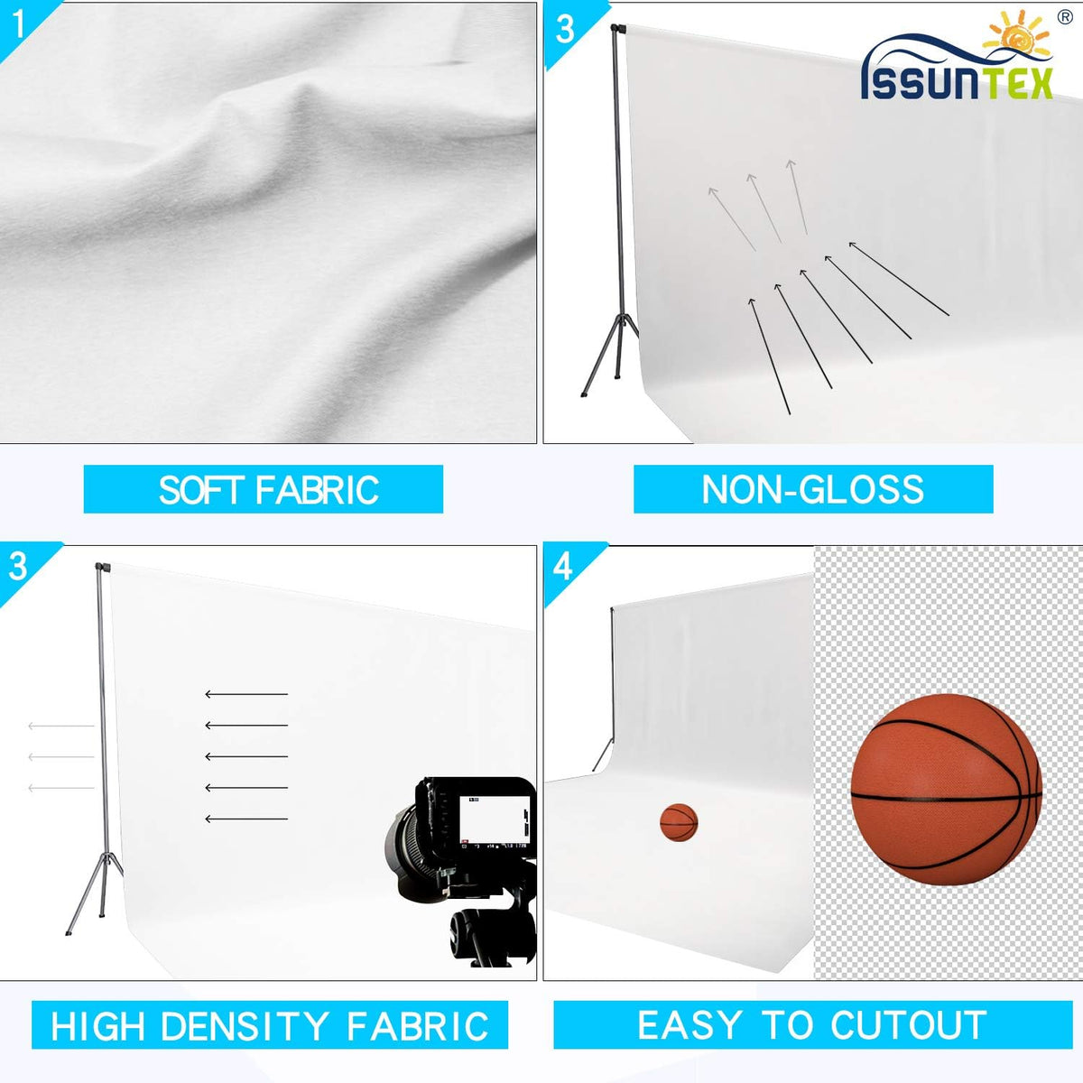 ISSUNTEX 10X12 ft Background Muslin Backdrop, Photo Studio, Collapsible High Density Screen for