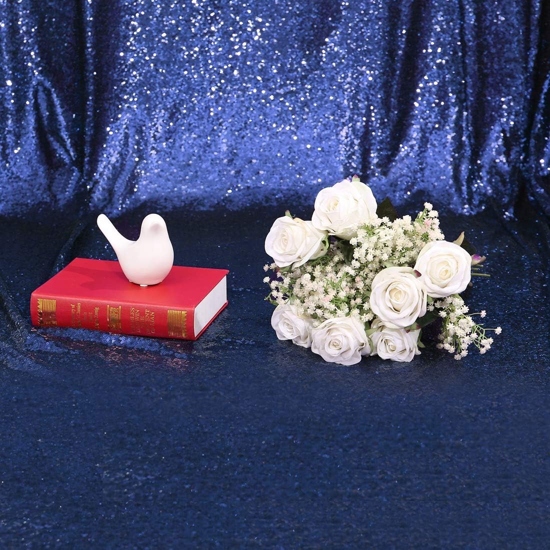 Eternal Beauty Navy Blue Sequin Backdrop, 6x8 Ft Glitter Background Curtains for Shimmer