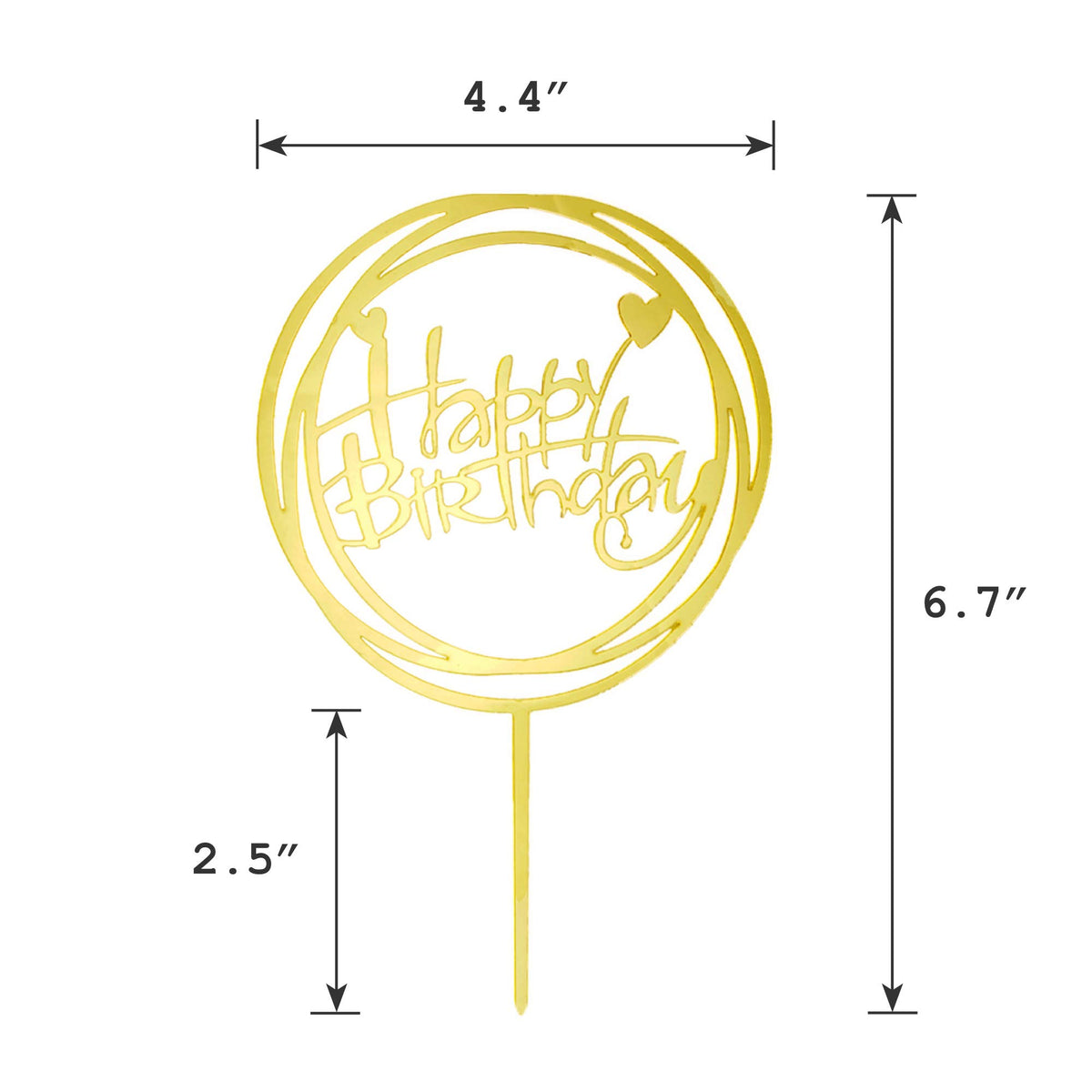 6-Pack Gold Cake Topper Set, Double-Sided Glitter, Acrylic Happy Birthday Cupcake Toppers, Birthday