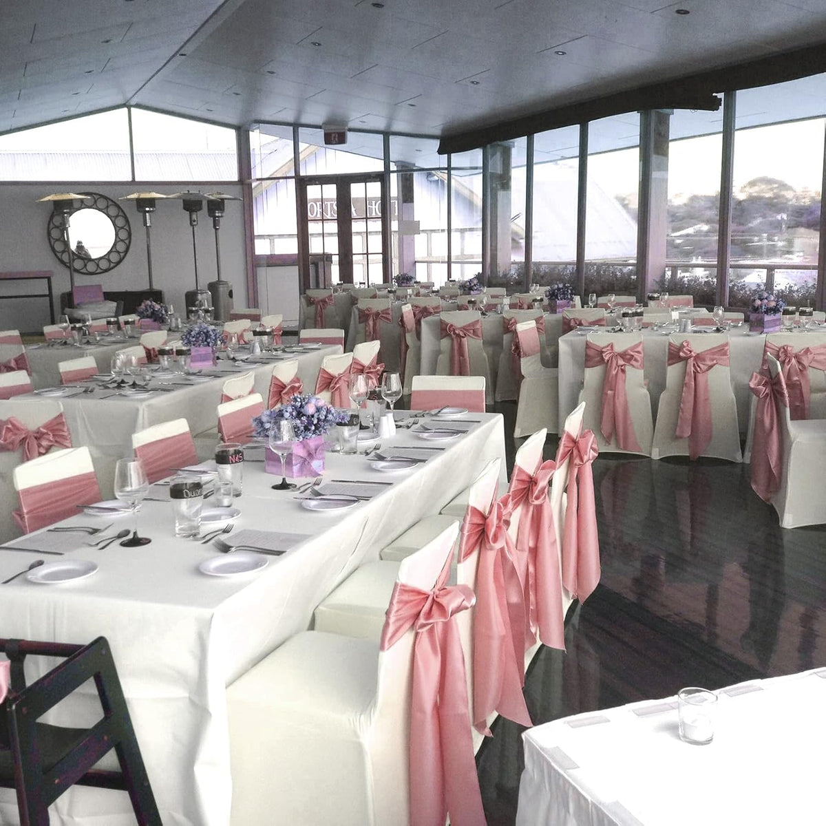 fani 60 PCS Satin Chair Sashes Bows Universal Chair Cover for Wedding Reception Restaurant