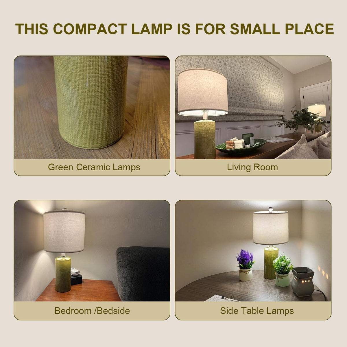 20.25" Small Table Lamps Set of 2 Modern Ceramic Lamps for Living Room Farmhouse Bedside Lamps Boho